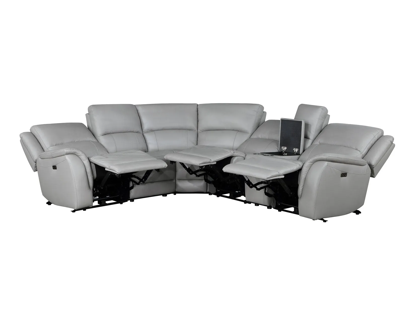 Adrian 6 Piece Stone Leather Power Sectional