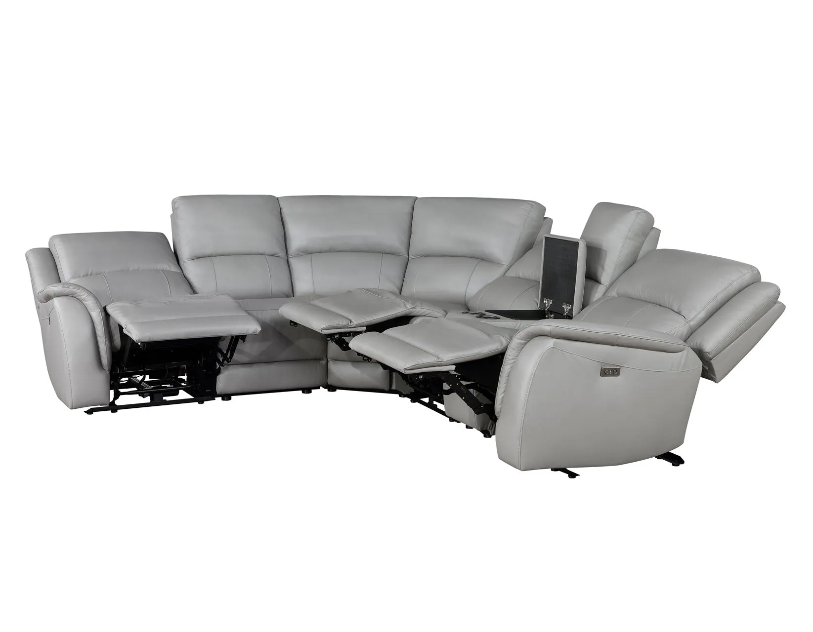 Adrian 6 Piece Stone Leather Power Sectional
