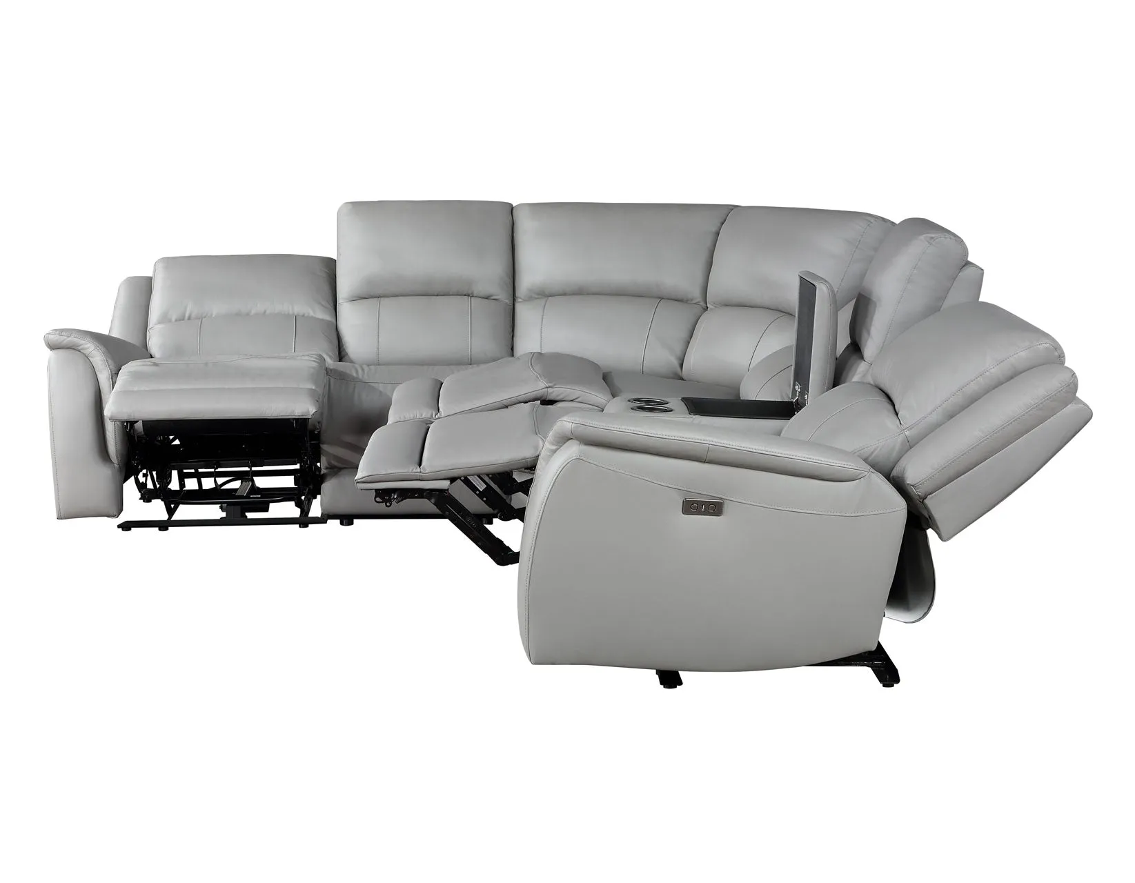 Adrian 6 Piece Stone Leather Power Sectional
