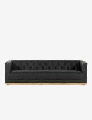 Afia Leather Sofa, Distressed Black