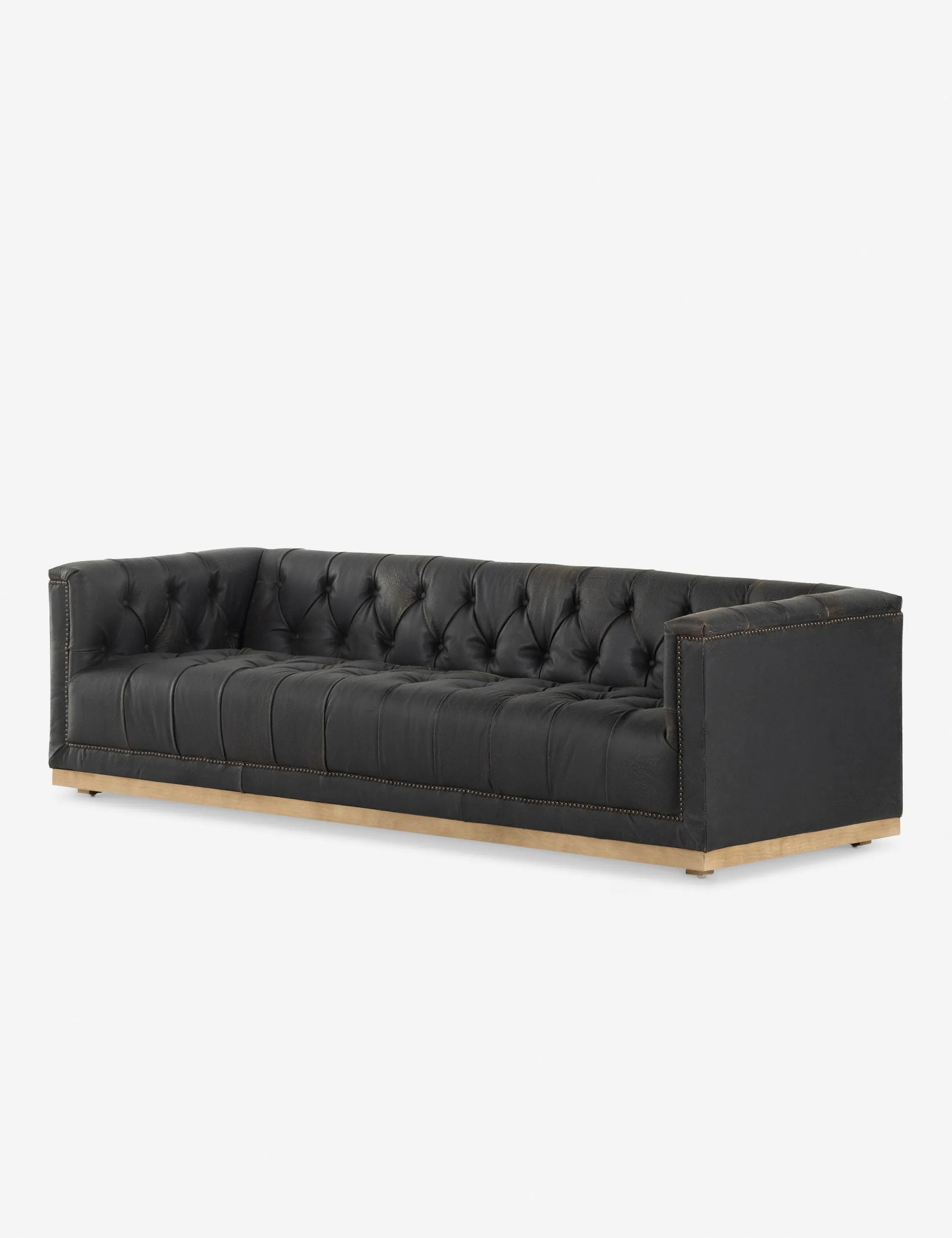 Afia Leather Sofa, Distressed Black