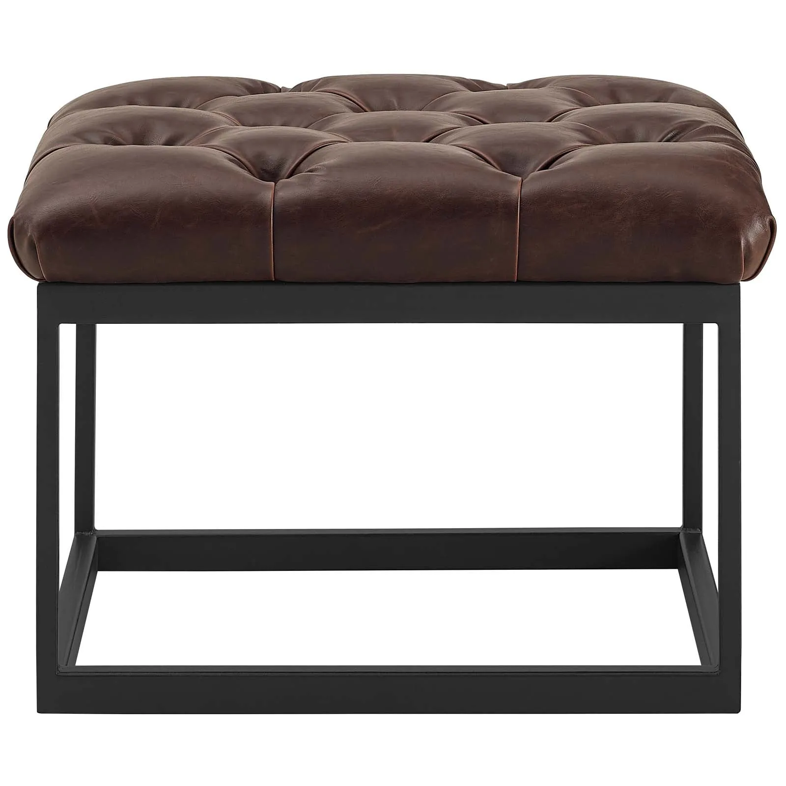 Cherish Antique Button Tufted Faux Leather Ottoman by Modway