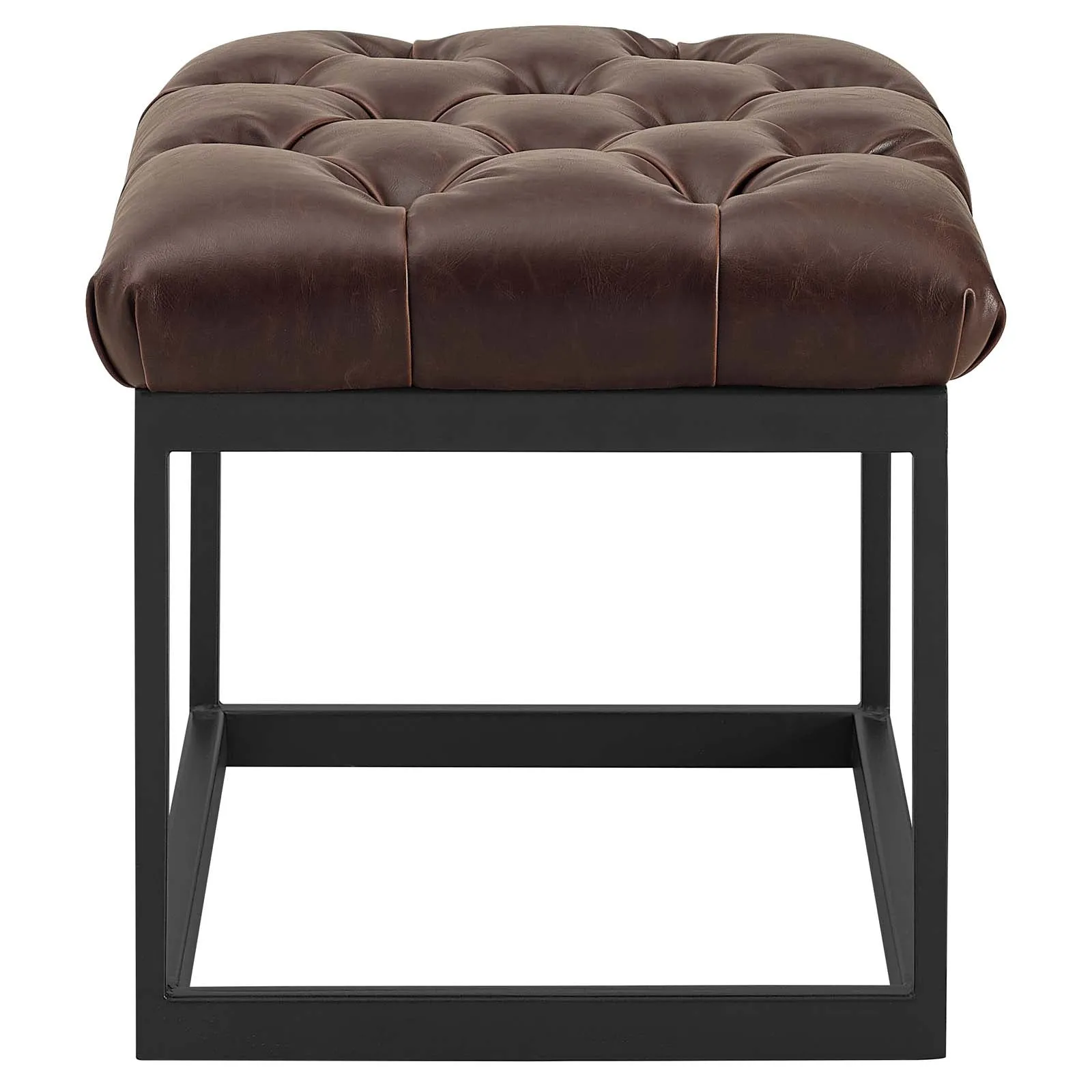 Cherish Antique Button Tufted Faux Leather Ottoman by Modway