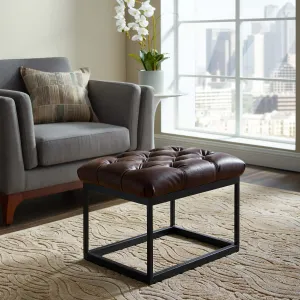Cherish Antique Button Tufted Faux Leather Ottoman by Modway