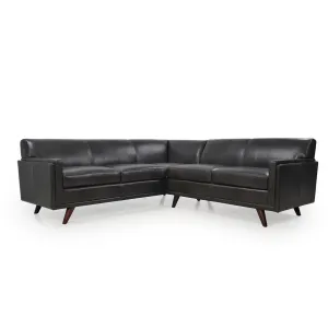 Cogswell 2 Piece L-Sectional Leather Sofa CHARCOAL