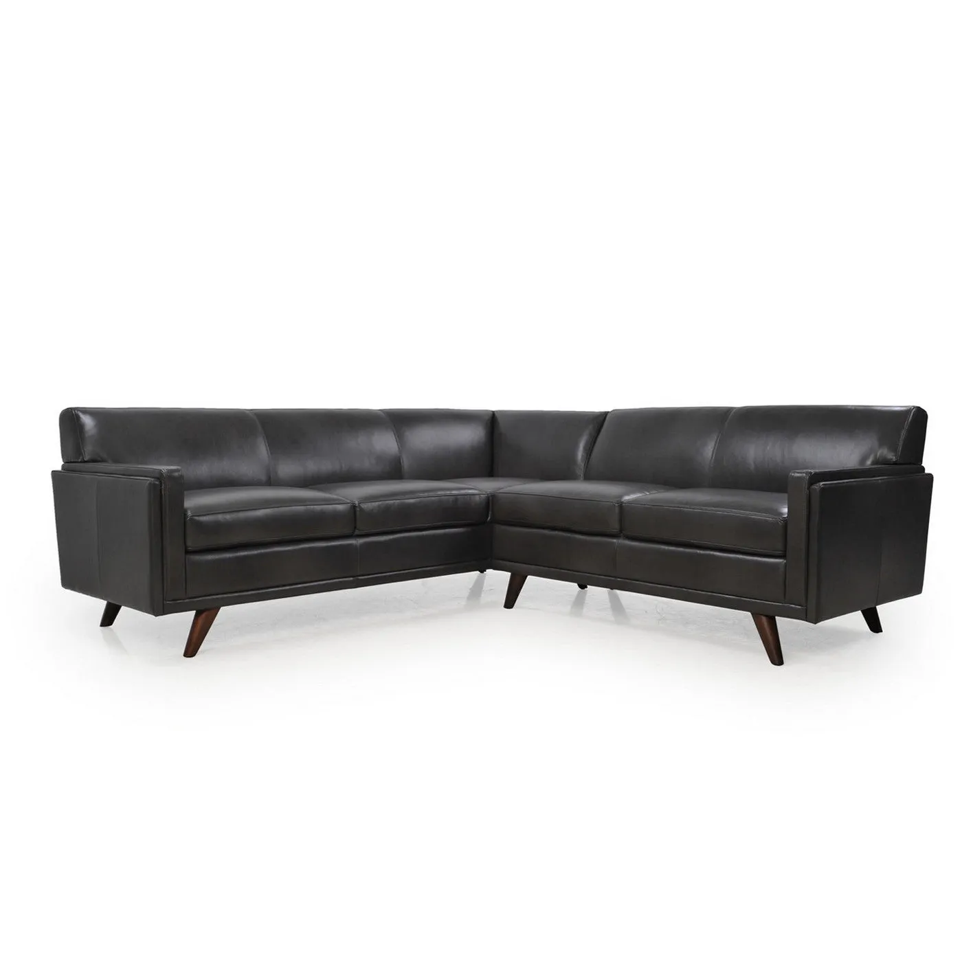Cogswell 2 Piece L-Sectional Leather Sofa CHARCOAL