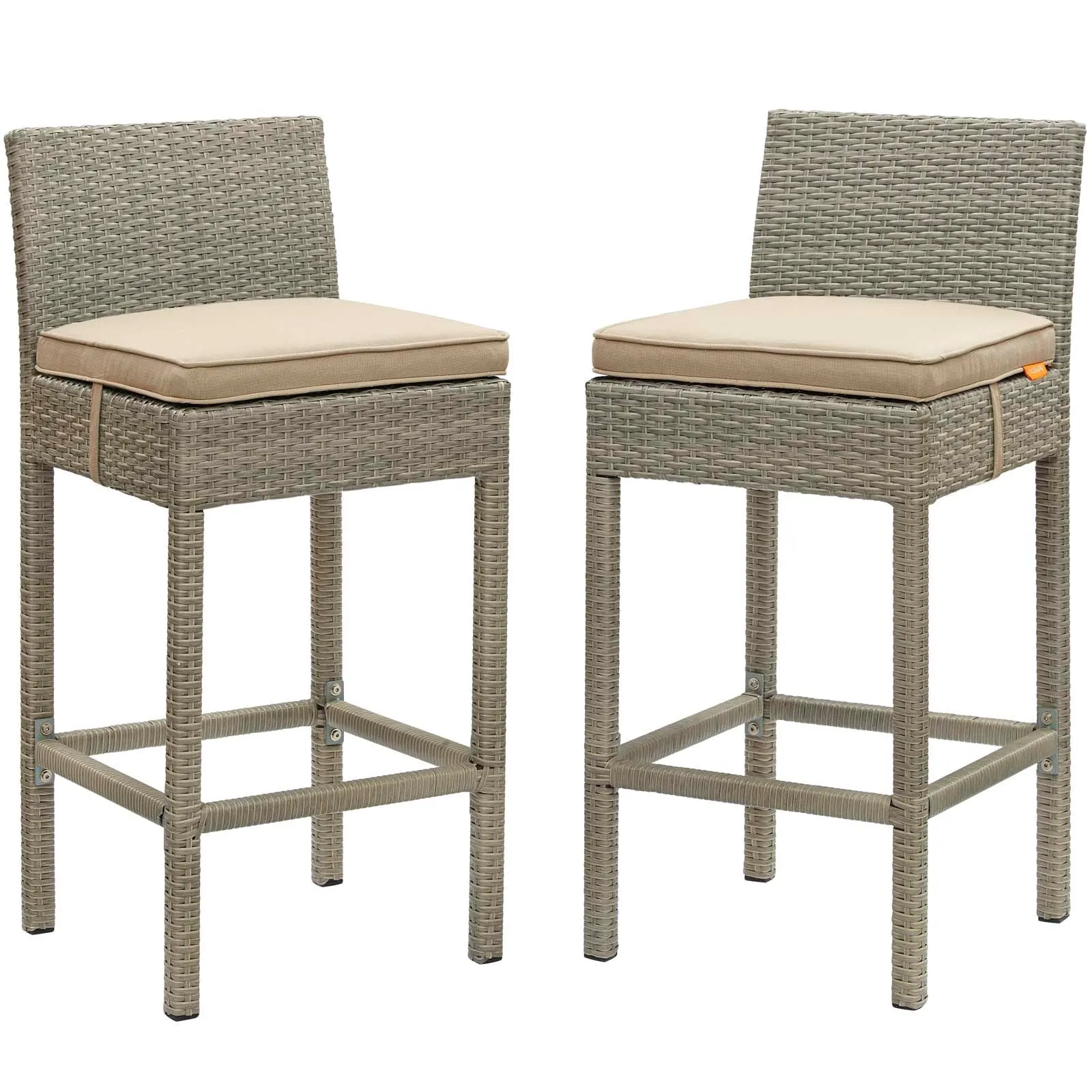 Conduit Outdoor Patio Wicker Rattan Bar Stool Set of 2 by Modway