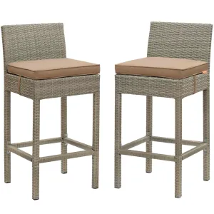 Conduit Outdoor Patio Wicker Rattan Bar Stool Set of 2 by Modway