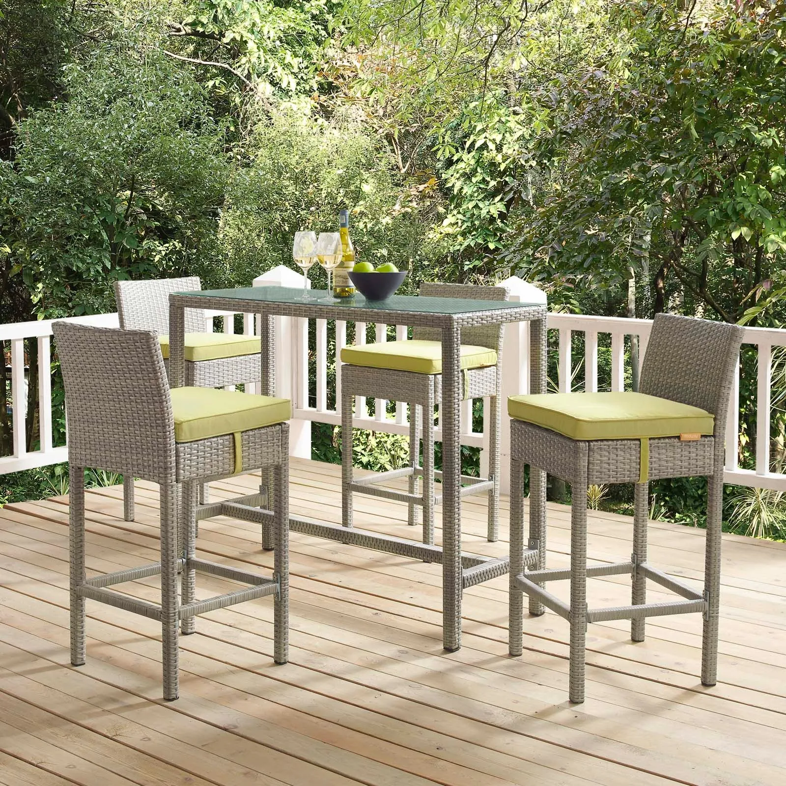 Conduit Outdoor Patio Wicker Rattan Bar Stool Set of 4 by Modway