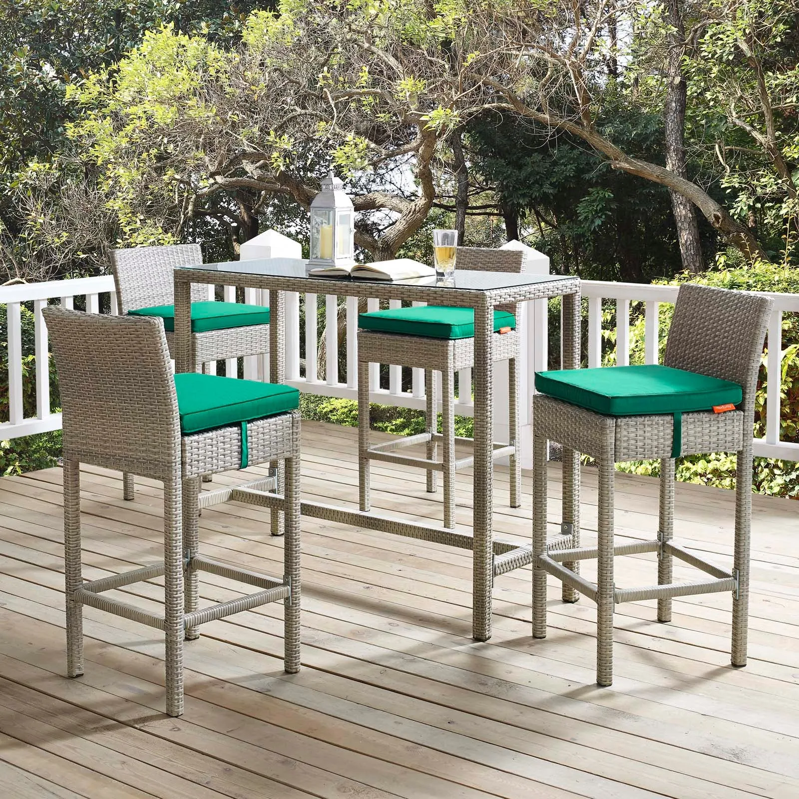 Conduit Outdoor Patio Wicker Rattan Bar Stool Set of 4 by Modway