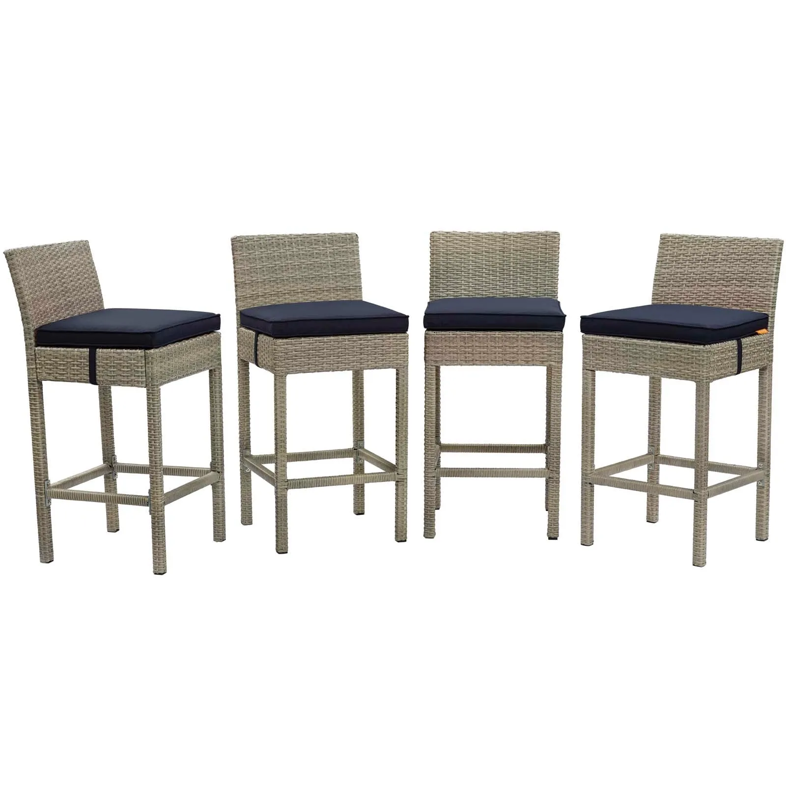 Conduit Outdoor Patio Wicker Rattan Bar Stool Set of 4 by Modway