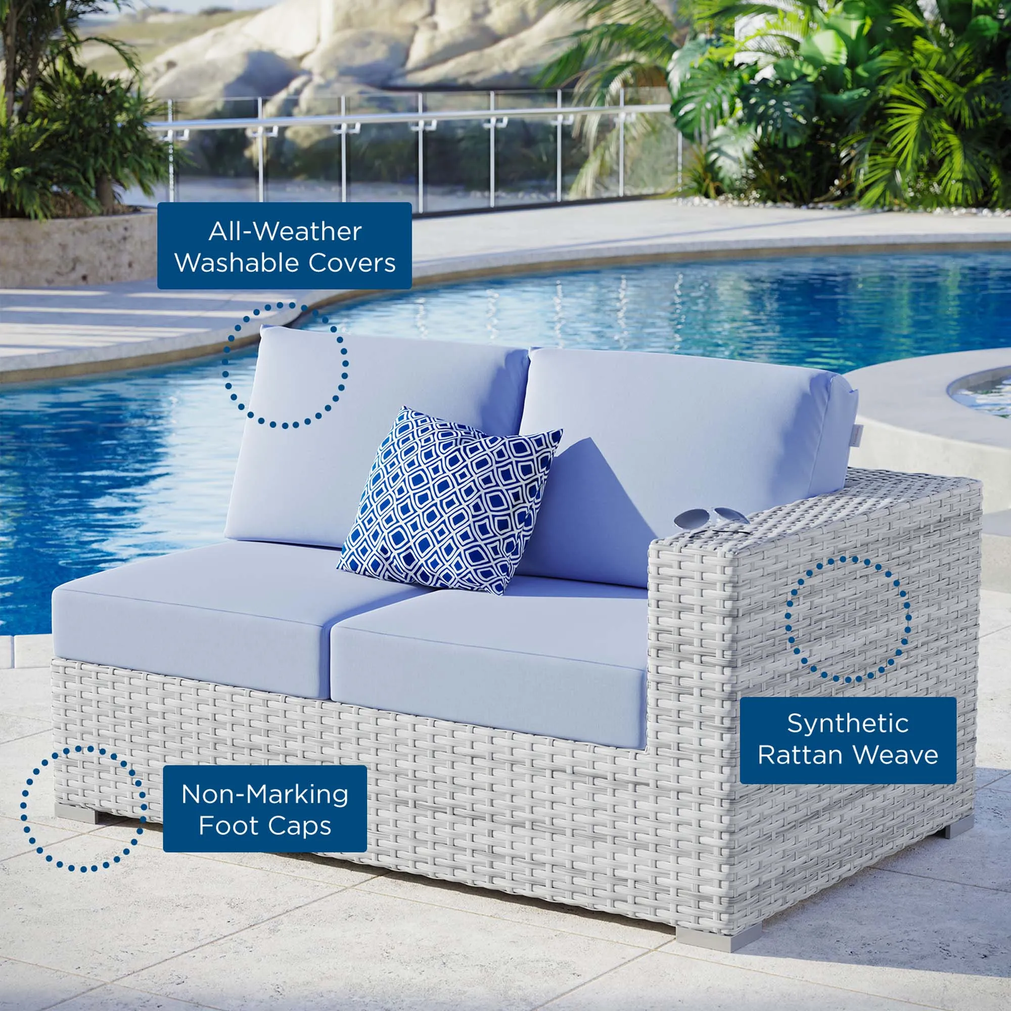 Convene Outdoor Patio Right-Arm Loveseat by Modway