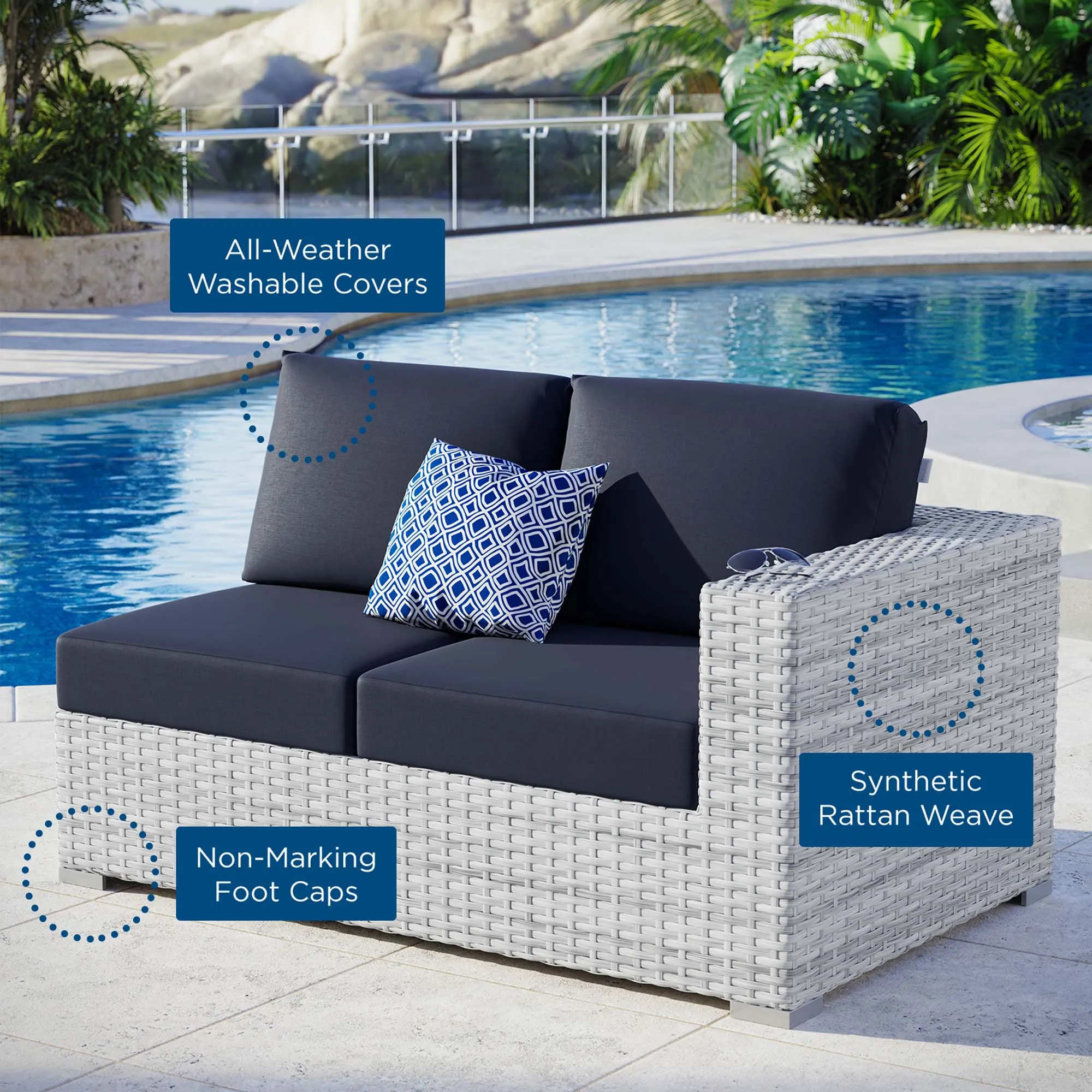 Convene Outdoor Patio Right-Arm Loveseat by Modway