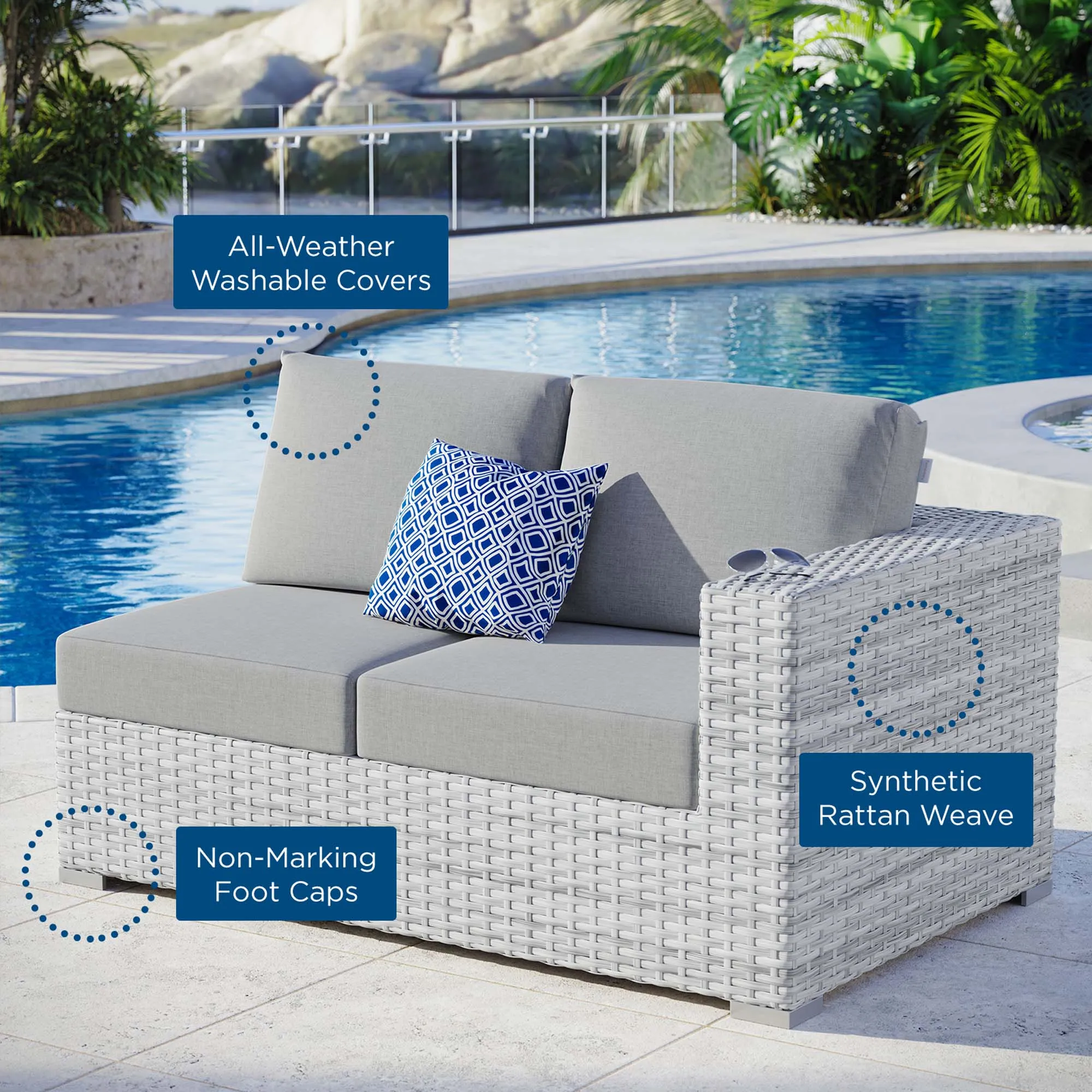 Convene Outdoor Patio Right-Arm Loveseat by Modway