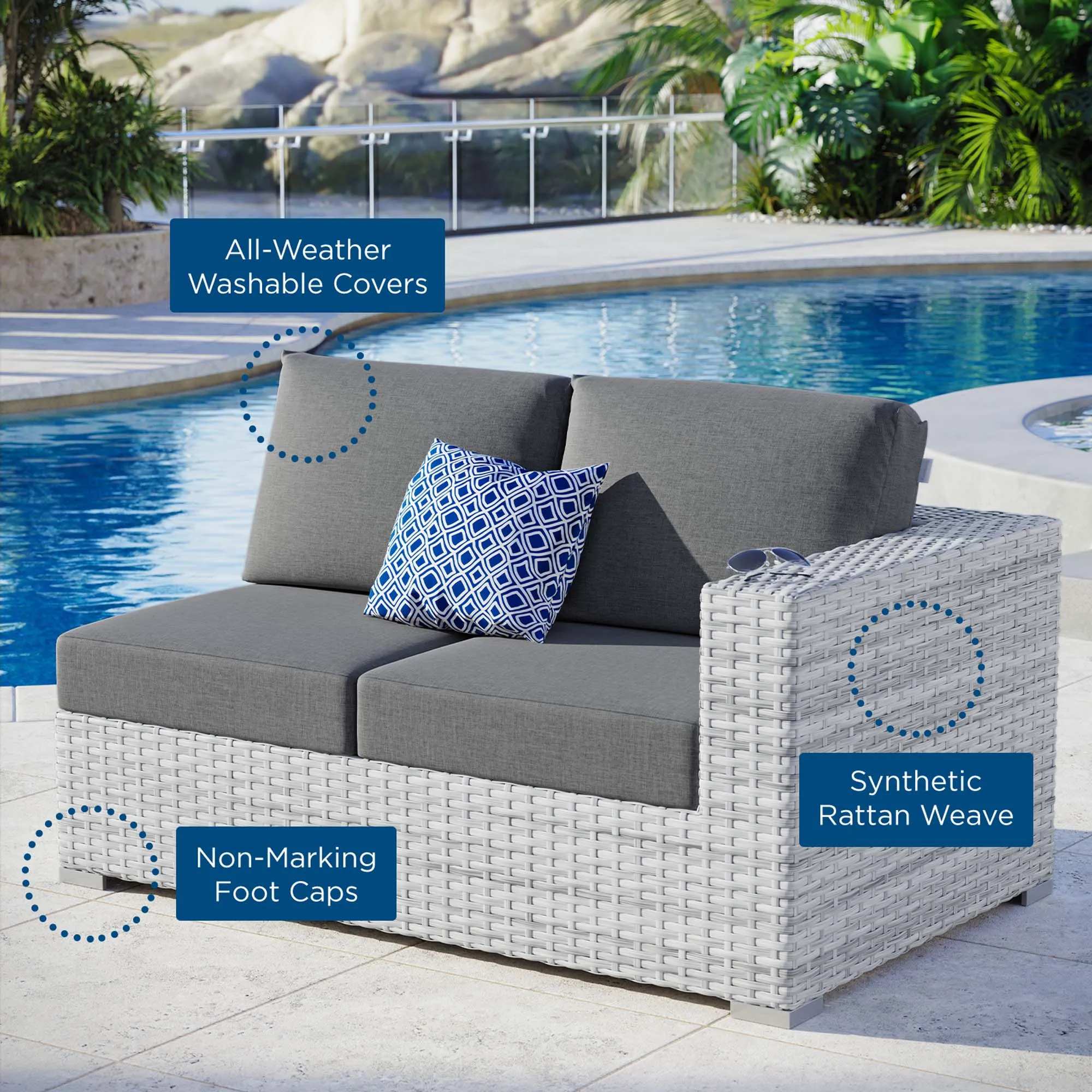 Convene Outdoor Patio Right-Arm Loveseat by Modway