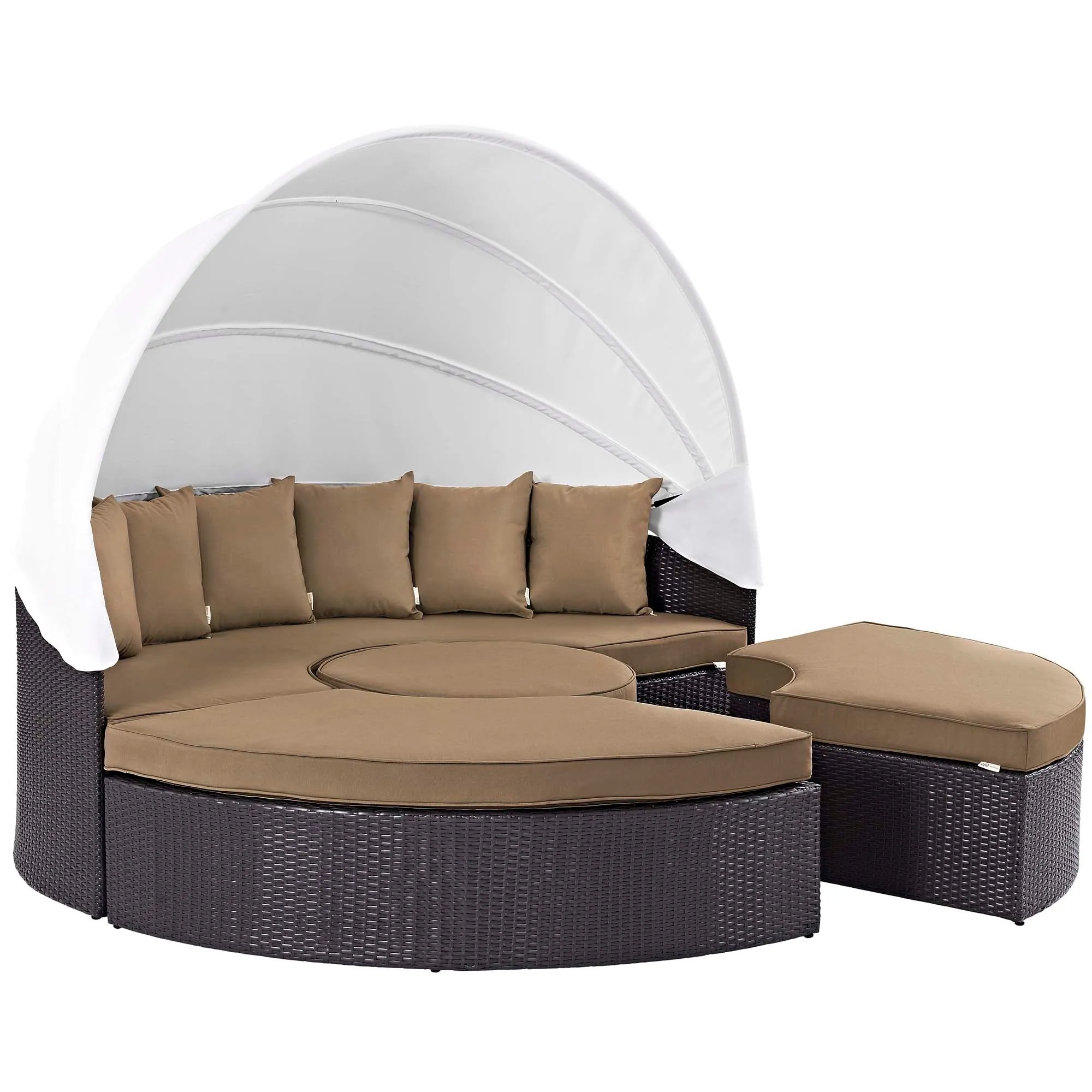 Convene Wicker Rattan Outdoor Patio Canopy Sectional Daybed