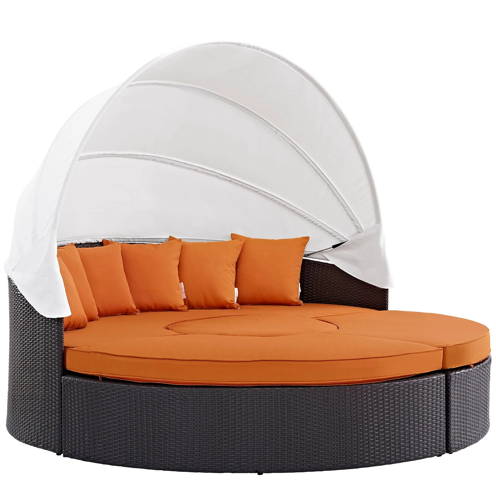 Convene Wicker Rattan Outdoor Patio Canopy Sectional Daybed