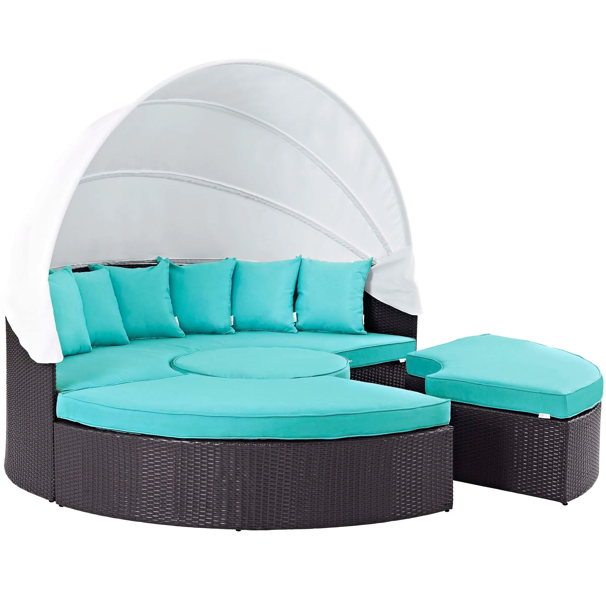Convene Wicker Rattan Outdoor Patio Canopy Sectional Daybed