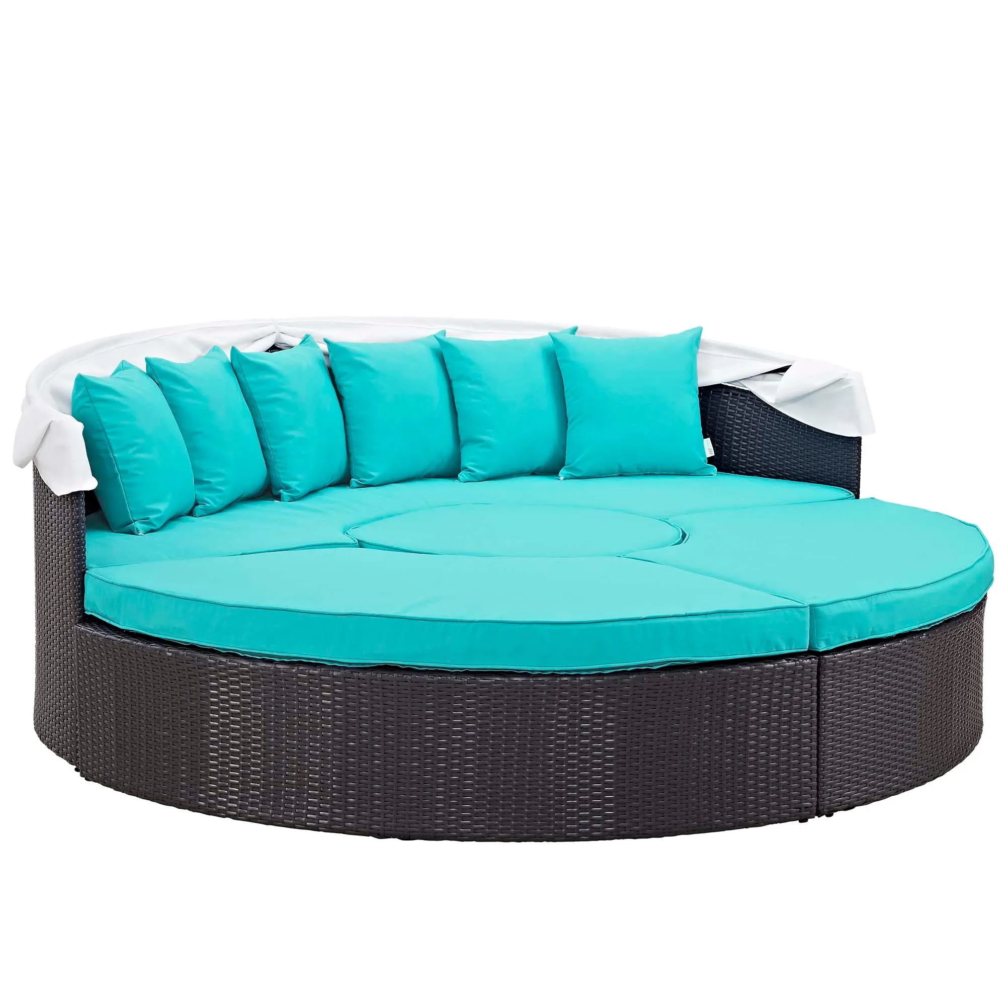 Convene Wicker Rattan Outdoor Patio Canopy Sectional Daybed
