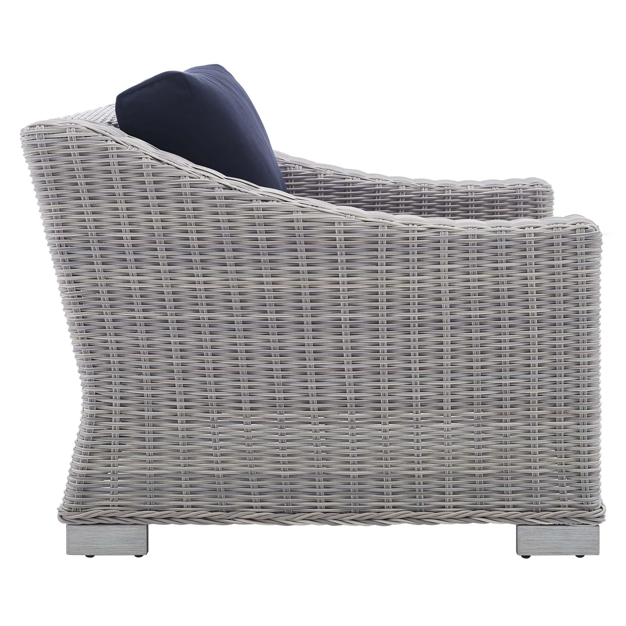 Conway 2-Piece Sunbrella® Outdoor Patio Wicker Rattan Armchair and Ottoman Set by Modway