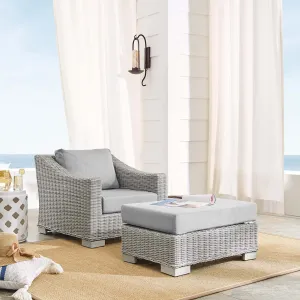 Conway 2-Piece Sunbrella® Outdoor Patio Wicker Rattan Armchair and Ottoman Set by Modway