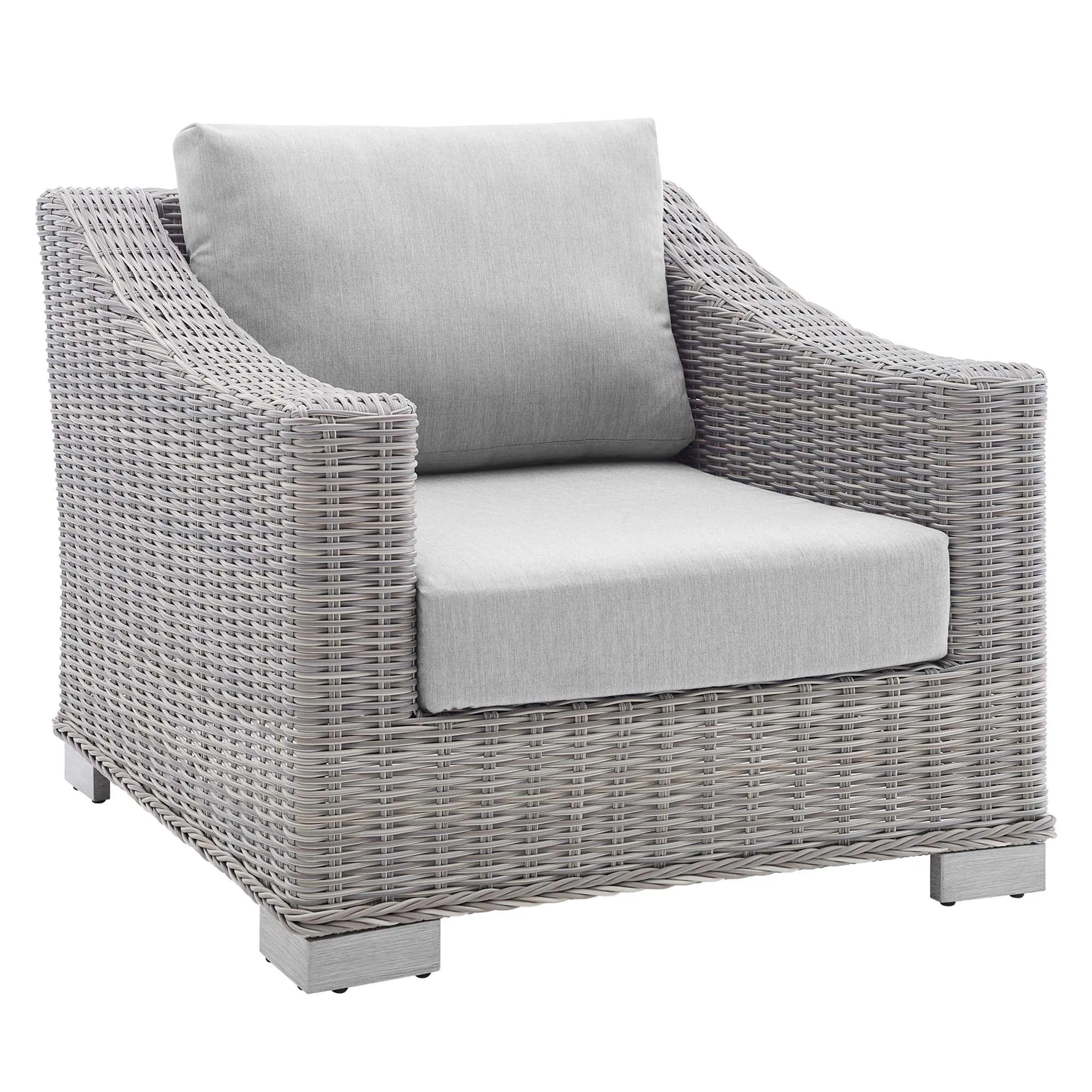 Conway 2-Piece Sunbrella® Outdoor Patio Wicker Rattan Armchair and Ottoman Set by Modway