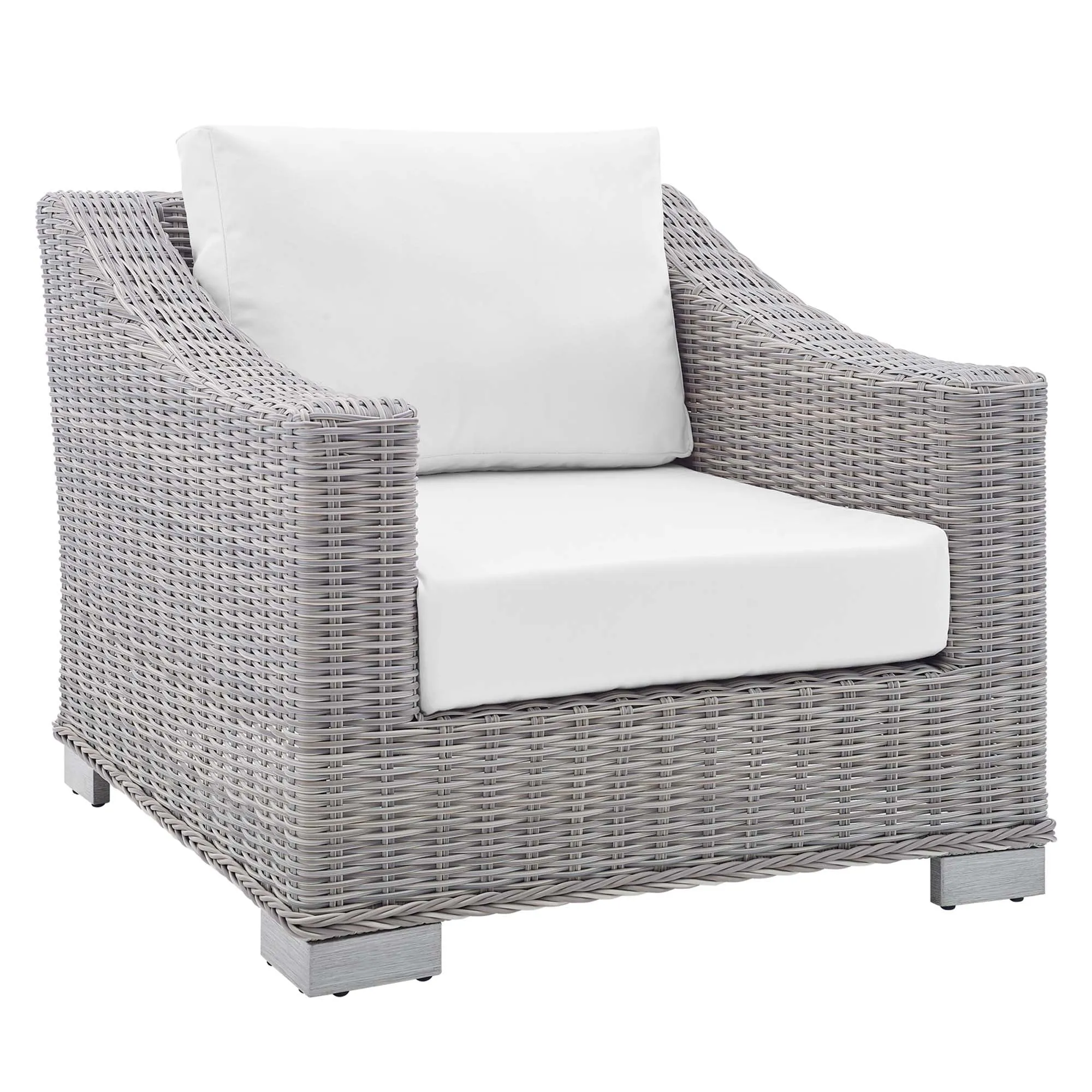 Conway 2-Piece Sunbrella® Outdoor Patio Wicker Rattan Armchair and Ottoman Set by Modway