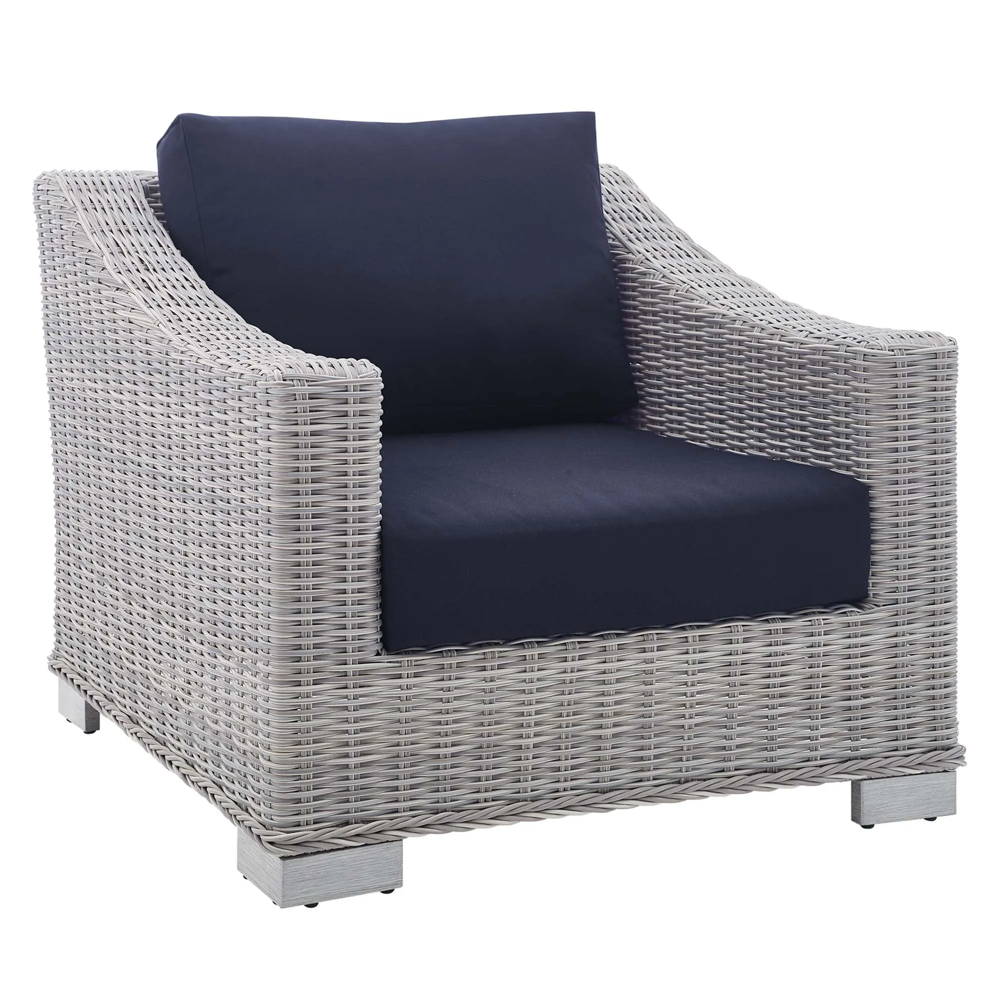 Conway 2-Piece Sunbrella® Outdoor Patio Wicker Rattan Armchair and Ottoman Set by Modway