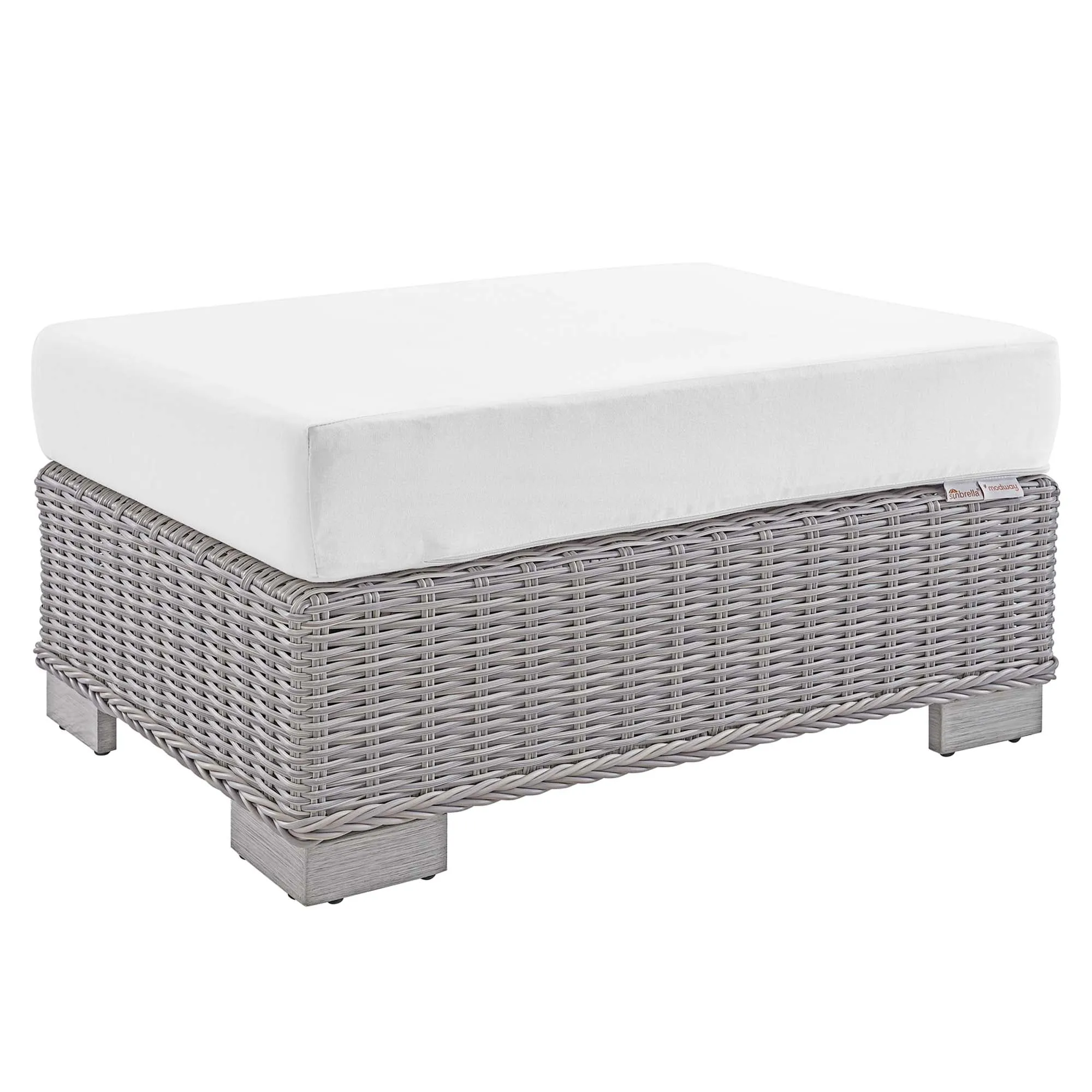 Conway 2-Piece Sunbrella® Outdoor Patio Wicker Rattan Armchair and Ottoman Set by Modway