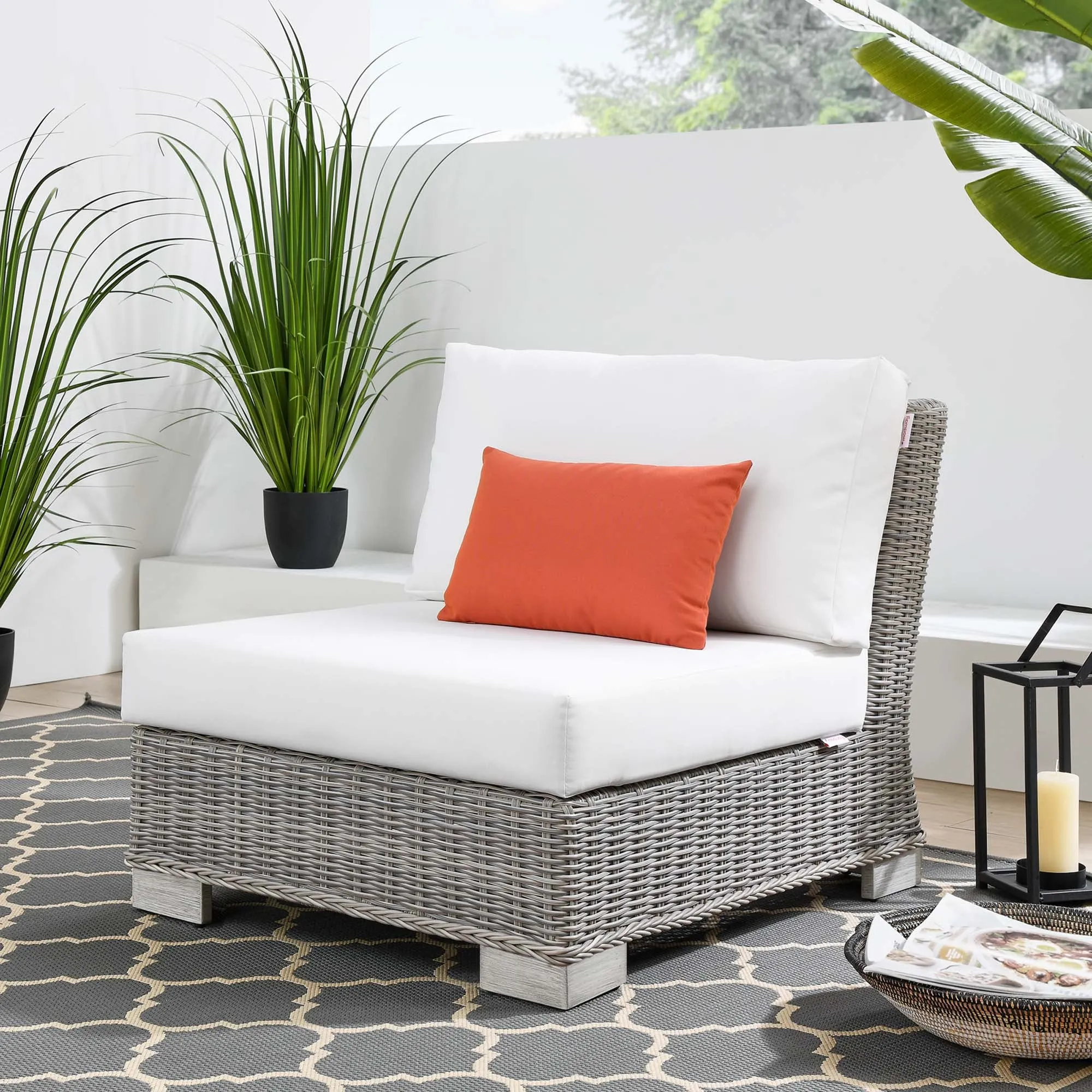 Conway Outdoor Patio Wicker Rattan Armless Chair by Modway
