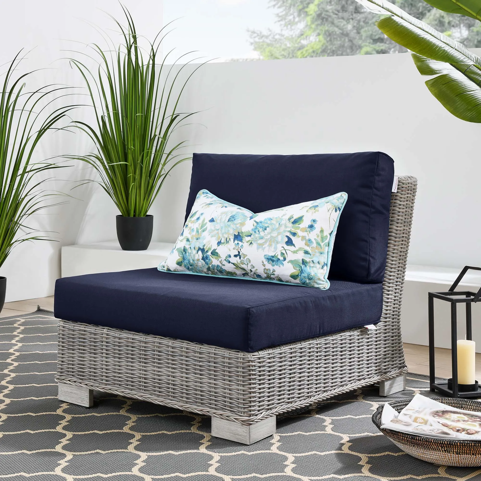 Conway Outdoor Patio Wicker Rattan Armless Chair by Modway
