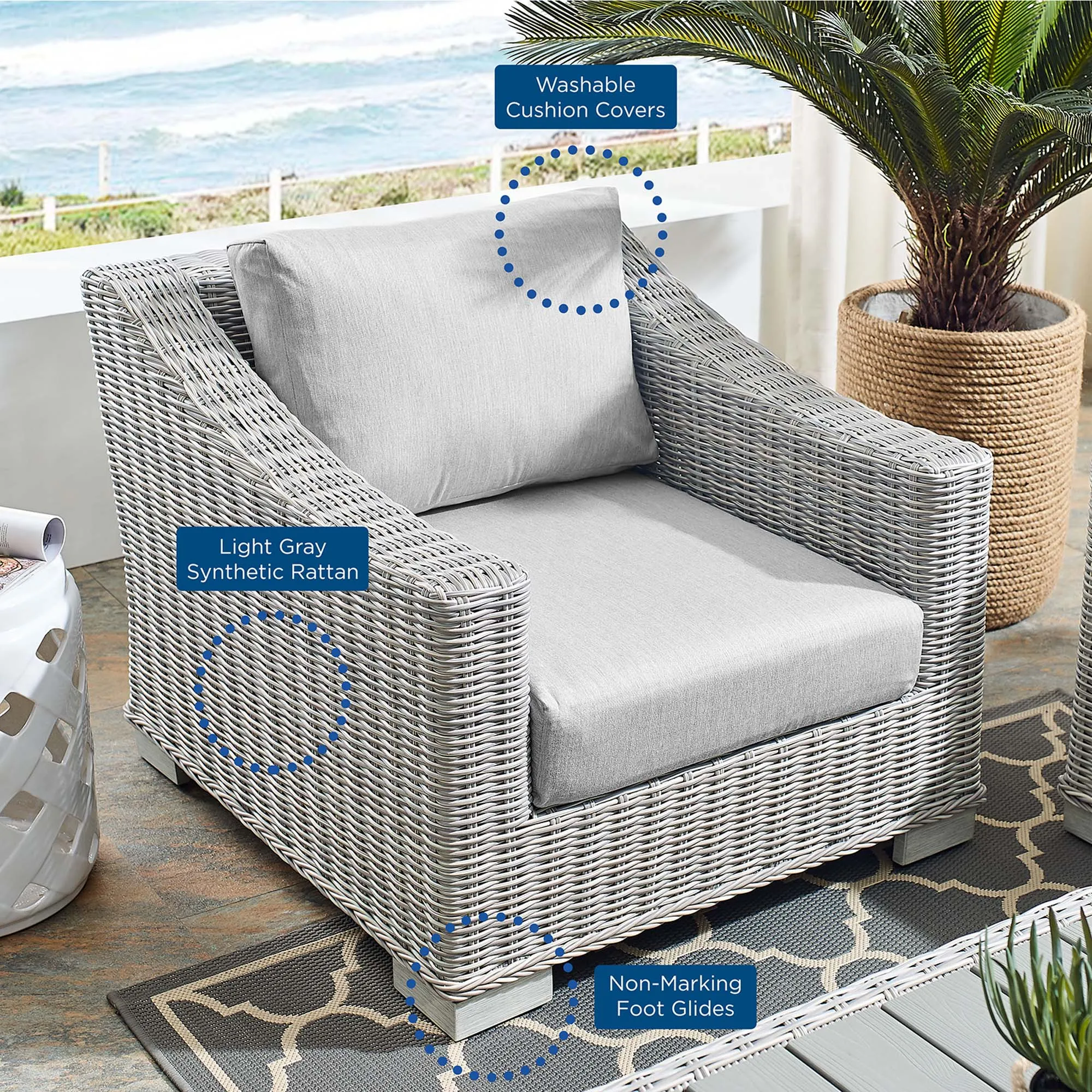 Conway Sunbrella® Outdoor Patio Wicker Rattan Armchair by Modway