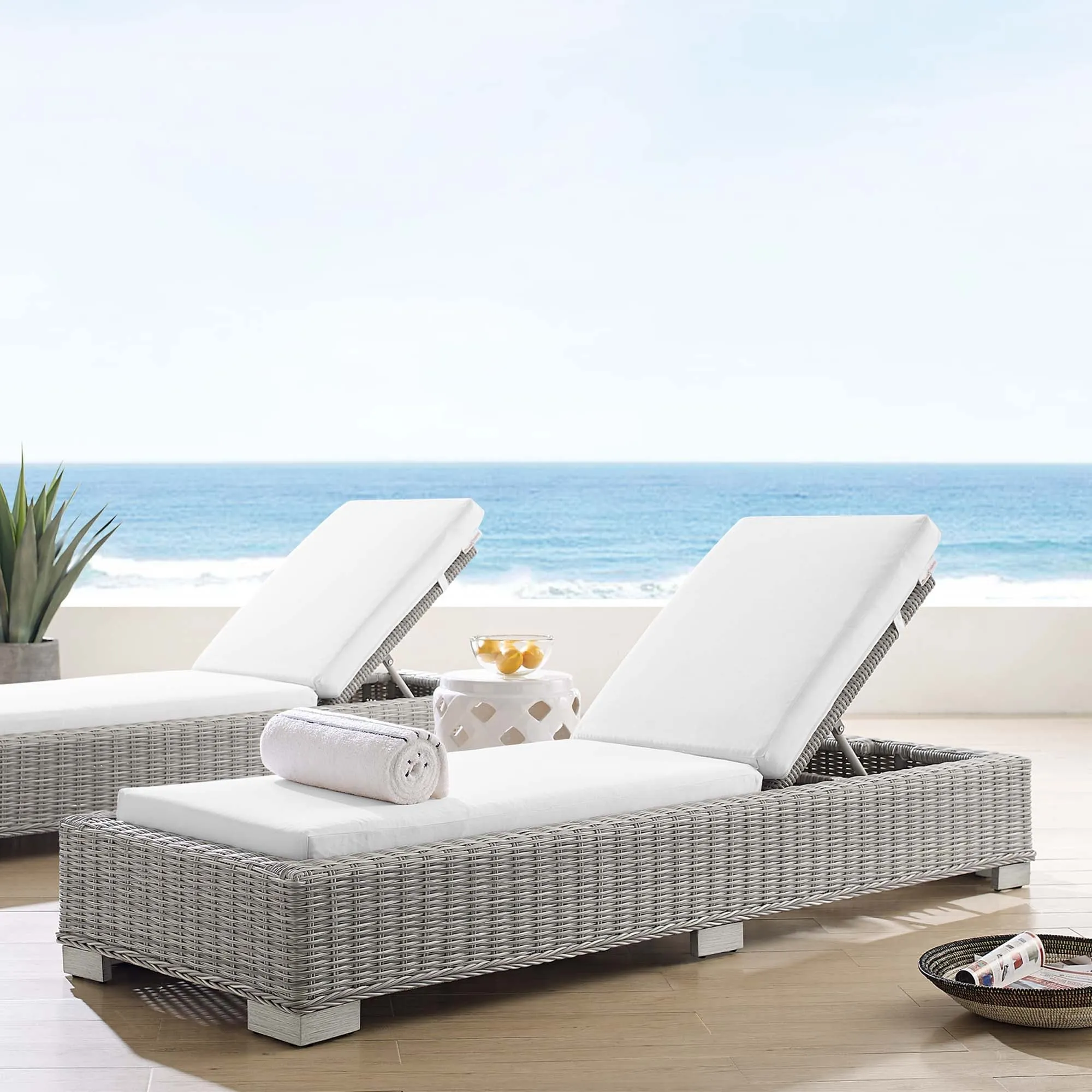 Conway Sunbrella® Outdoor Patio Wicker Rattan Chaise Lounge by Modway