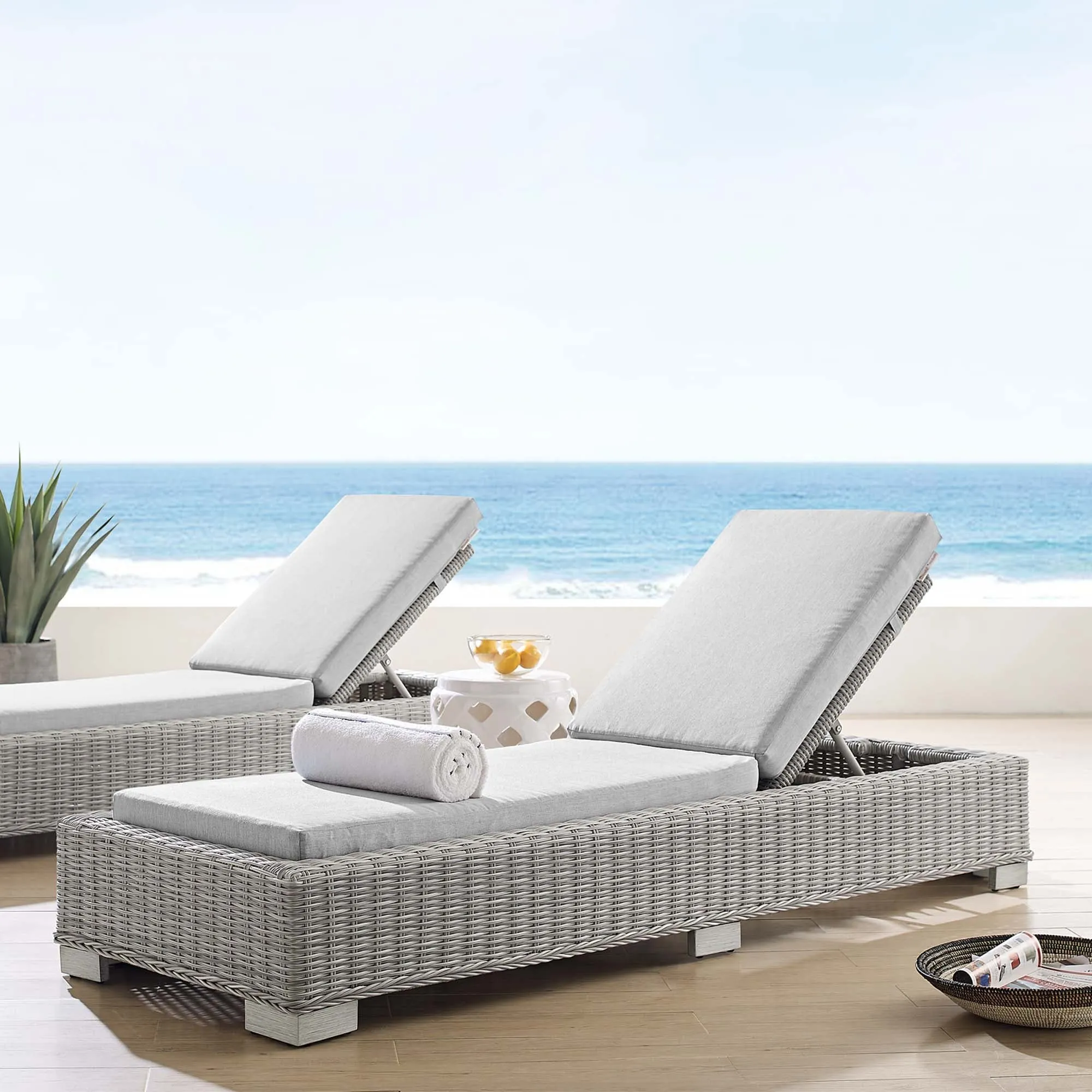 Conway Sunbrella® Outdoor Patio Wicker Rattan Chaise Lounge by Modway