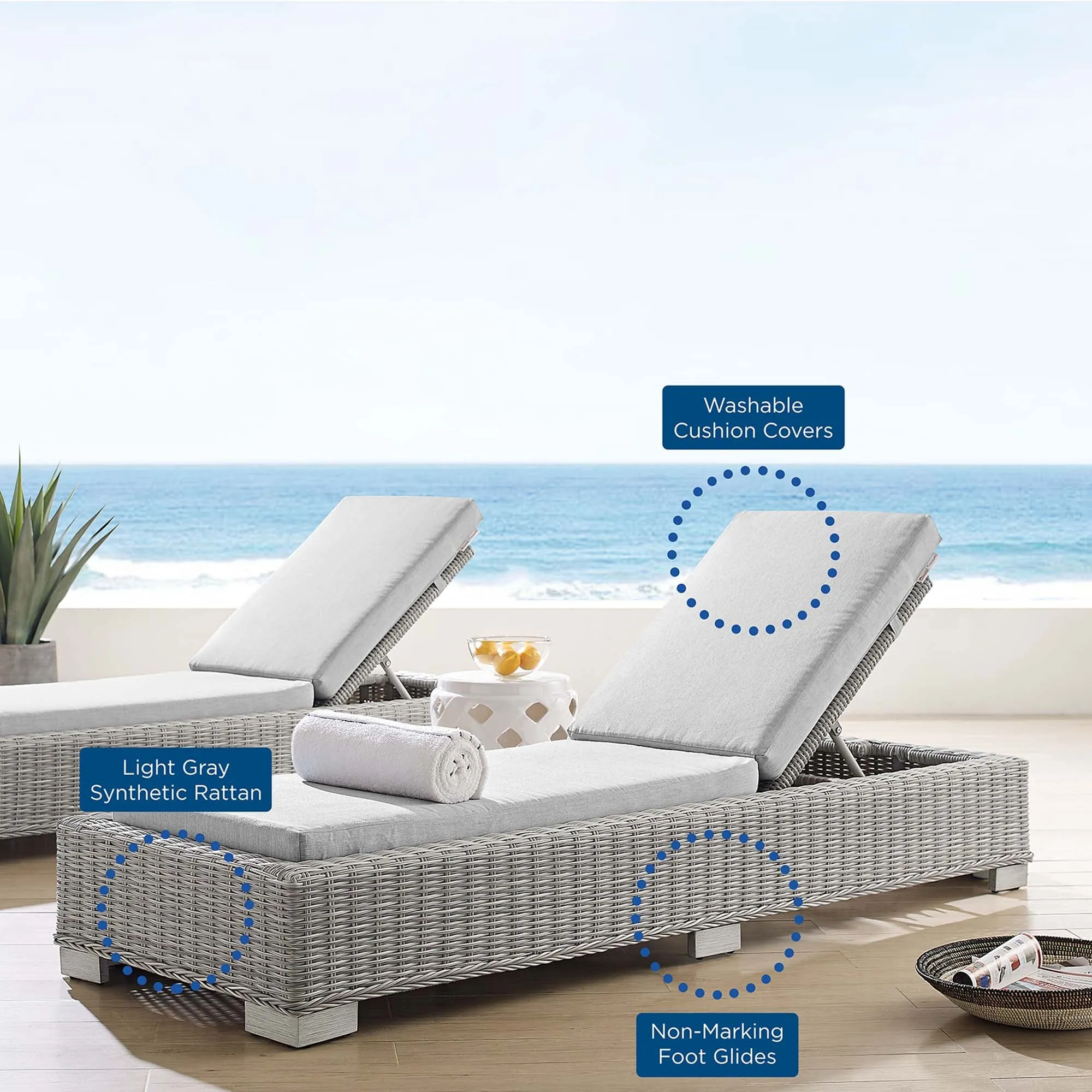 Conway Sunbrella® Outdoor Patio Wicker Rattan Chaise Lounge by Modway