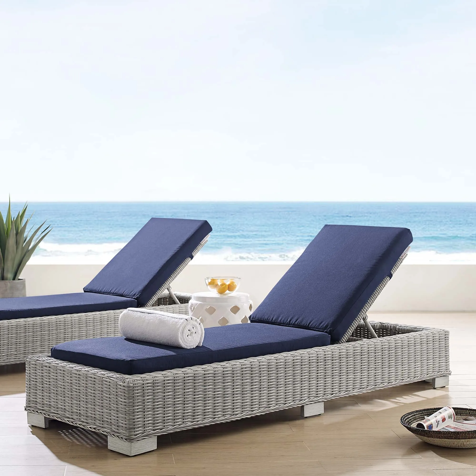 Conway Sunbrella® Outdoor Patio Wicker Rattan Chaise Lounge by Modway