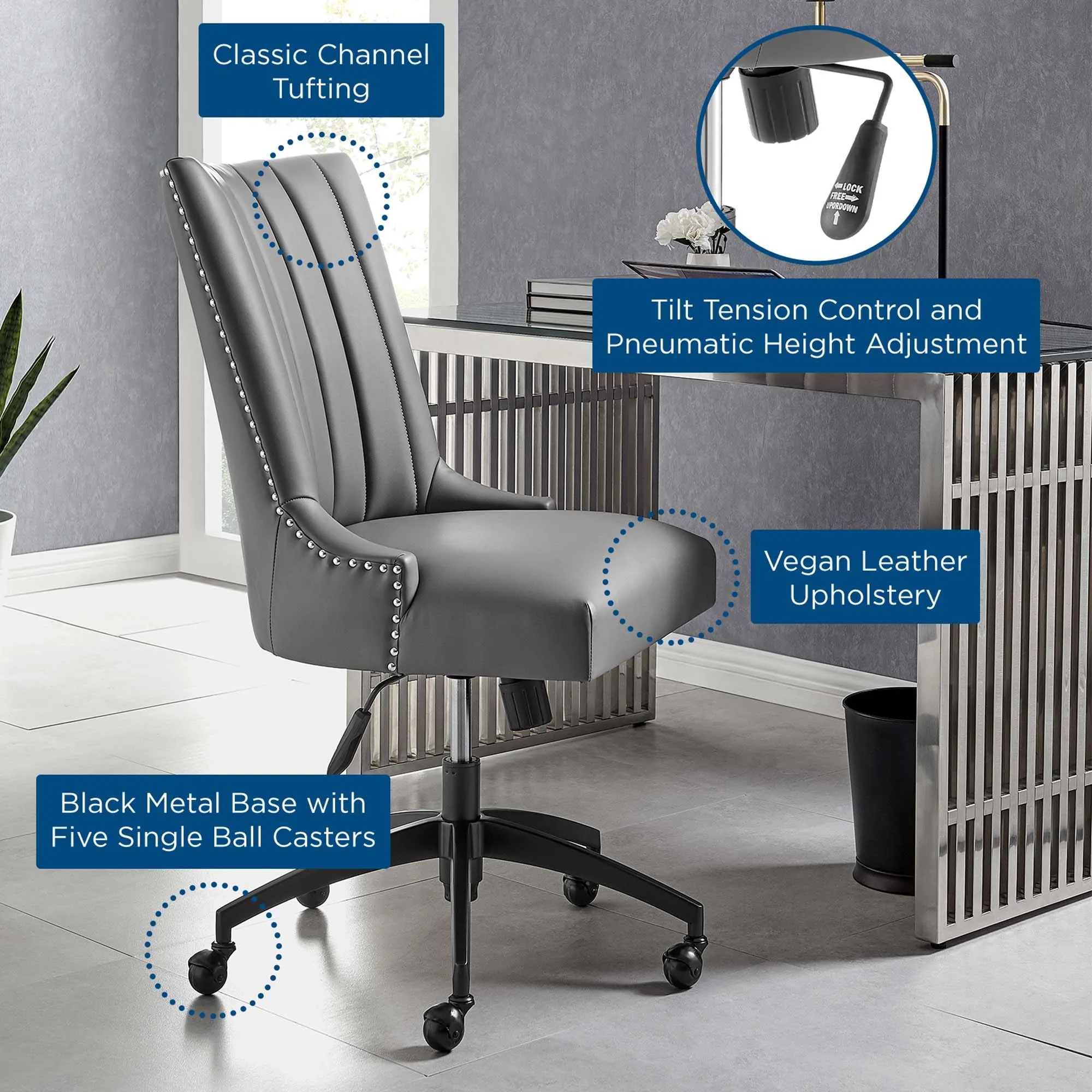 Empower Channel Tufted Vegan Leather Office Chair by Modway