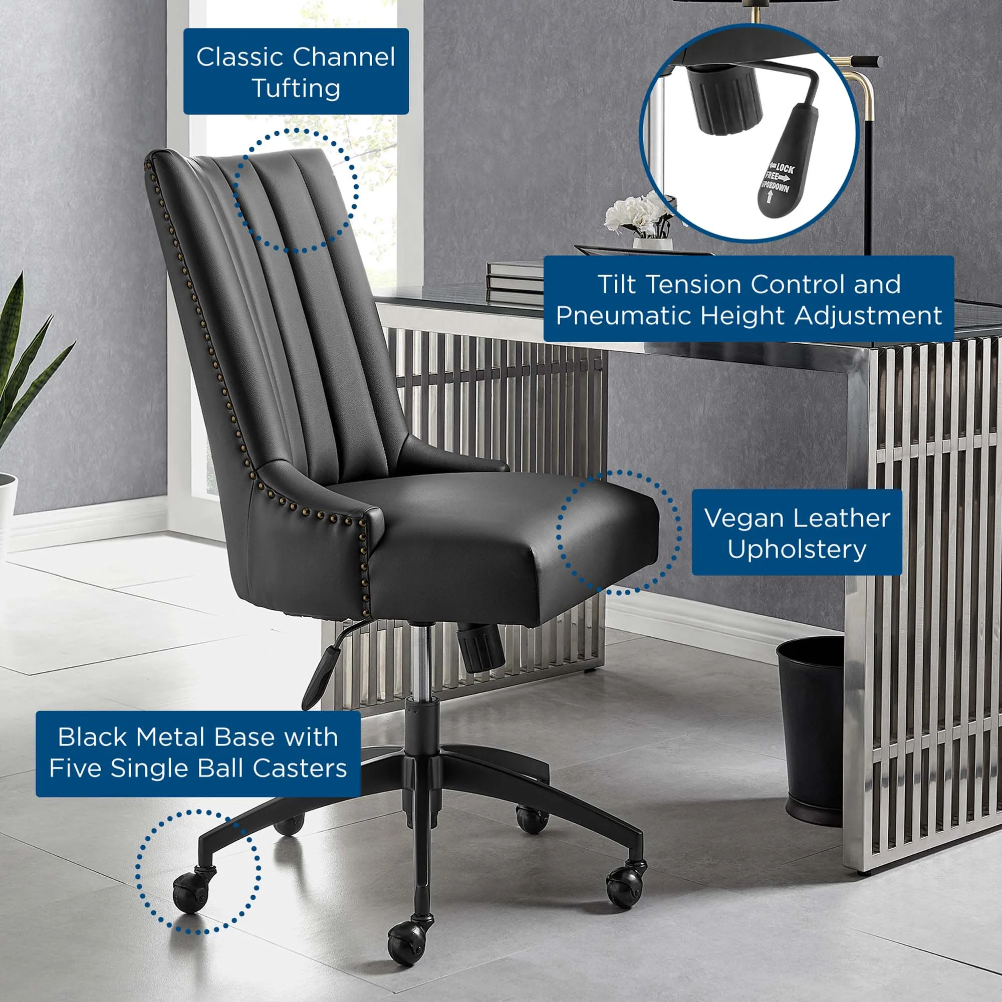 Empower Channel Tufted Vegan Leather Office Chair by Modway