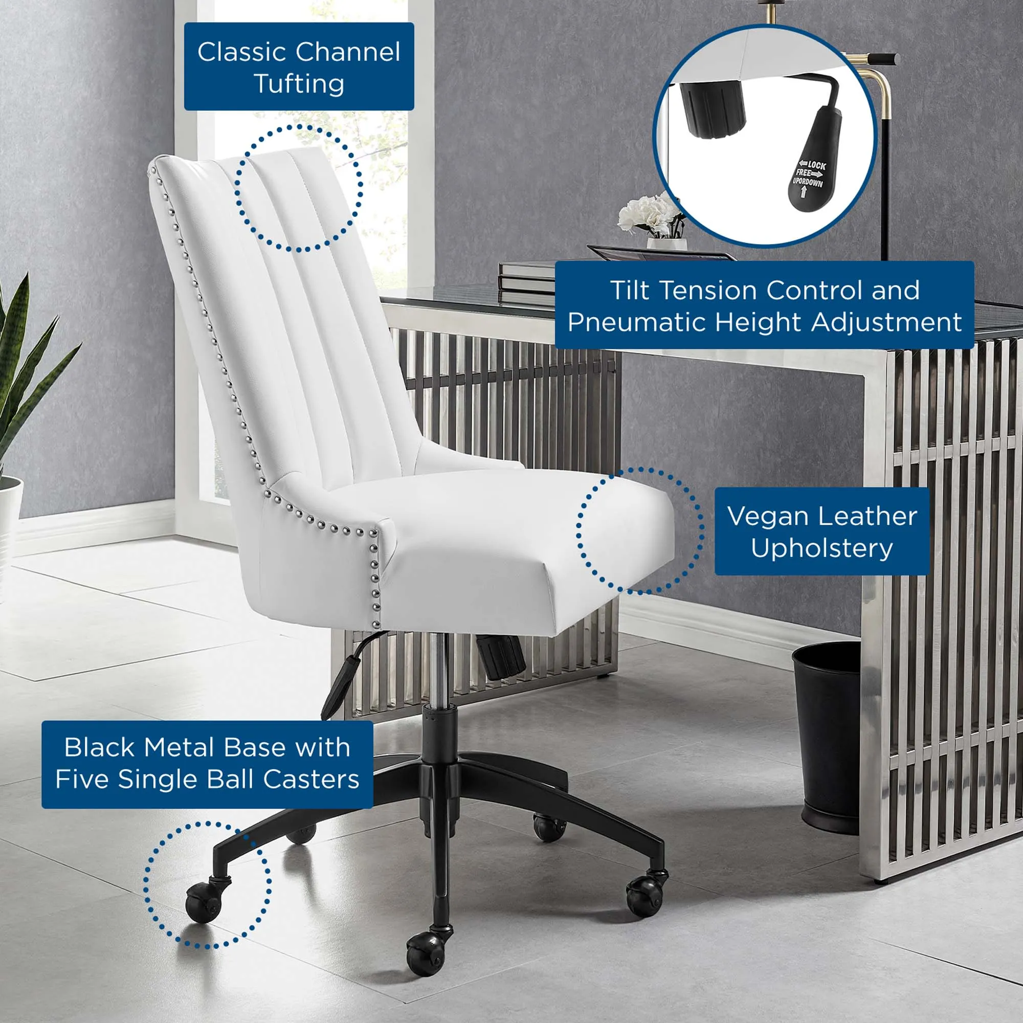 Empower Channel Tufted Vegan Leather Office Chair by Modway