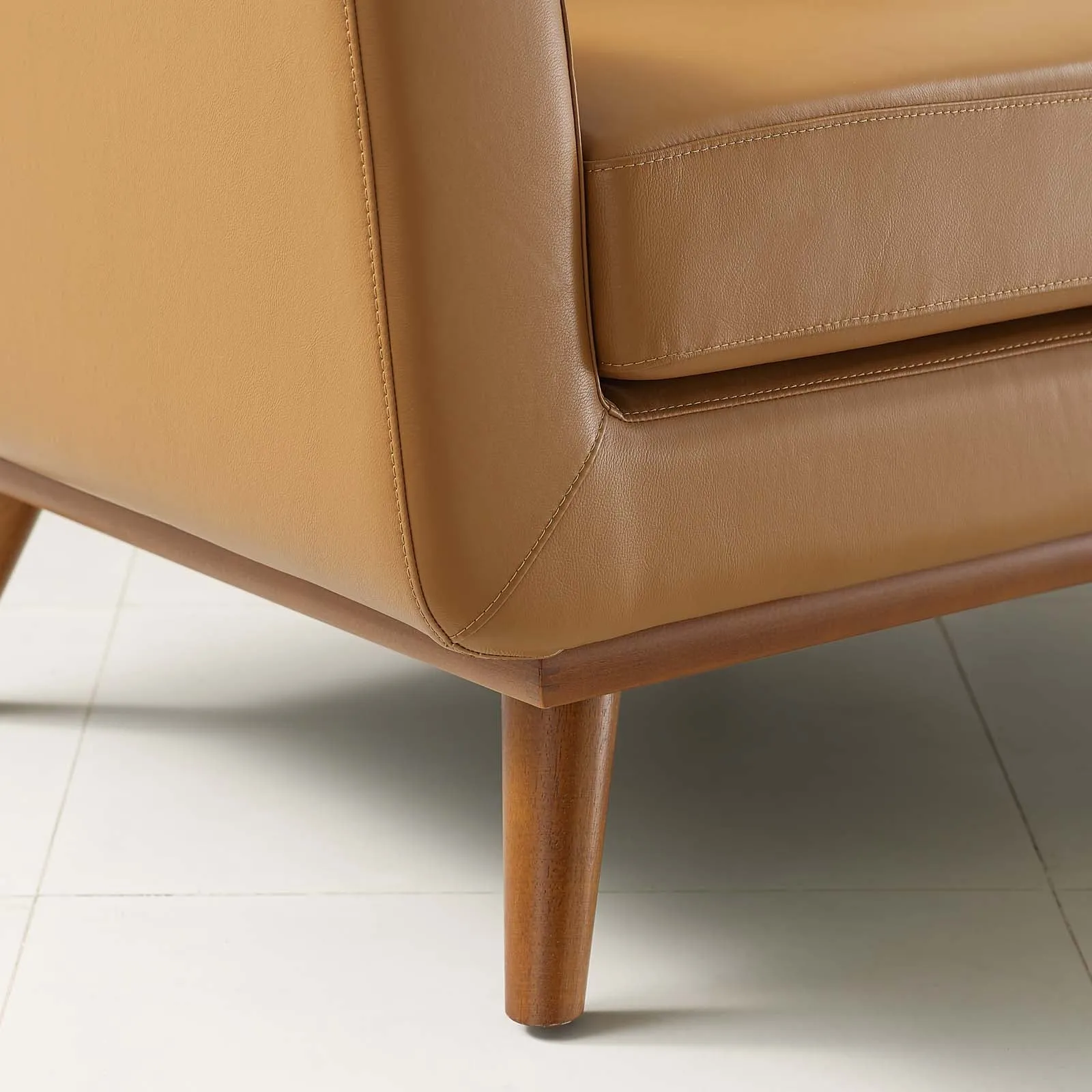 Engage Top-Grain Leather Living Room Lounge Accent Armchair by Modway