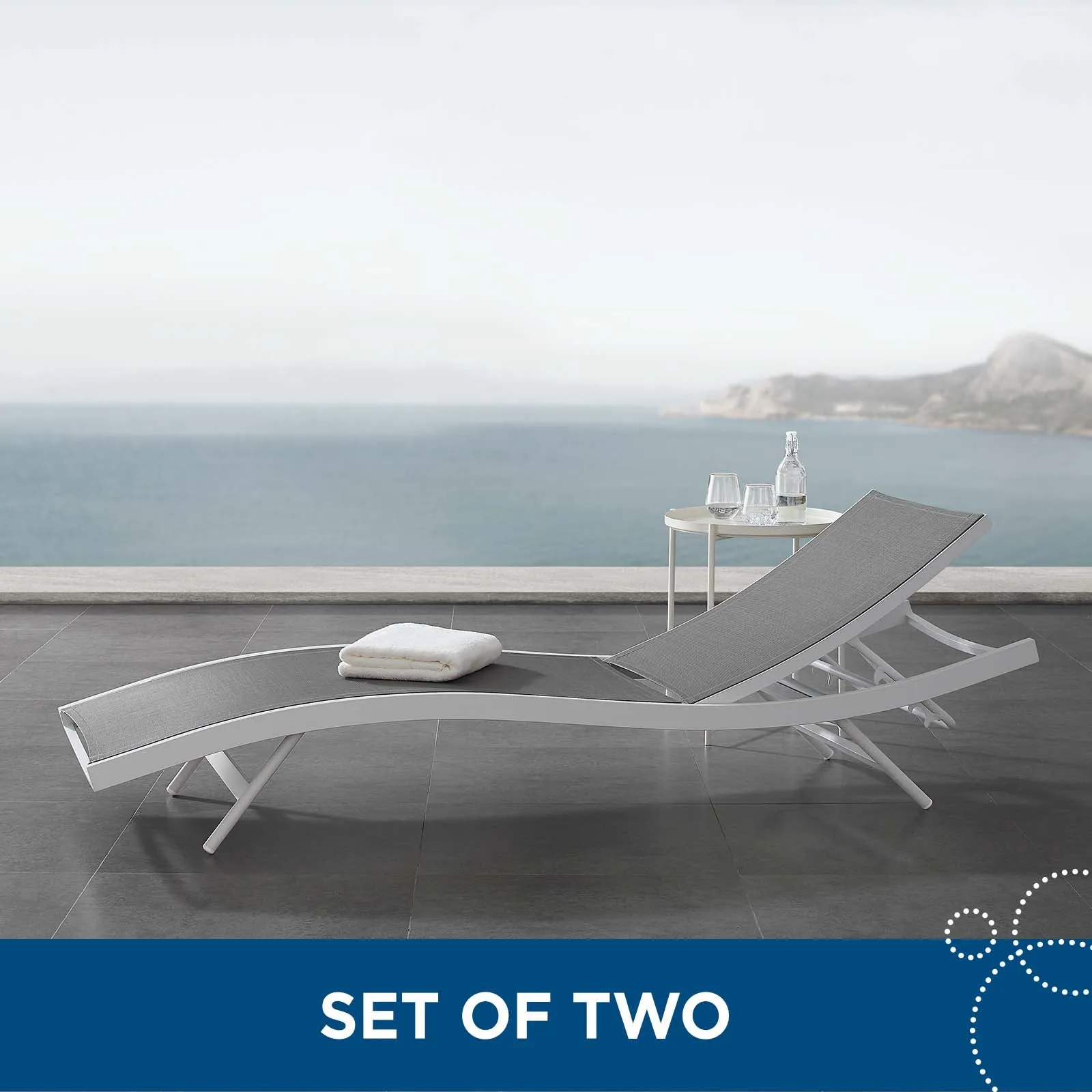 Glimpse Outdoor Patio Mesh Chaise Lounge Set of 2 by Modway