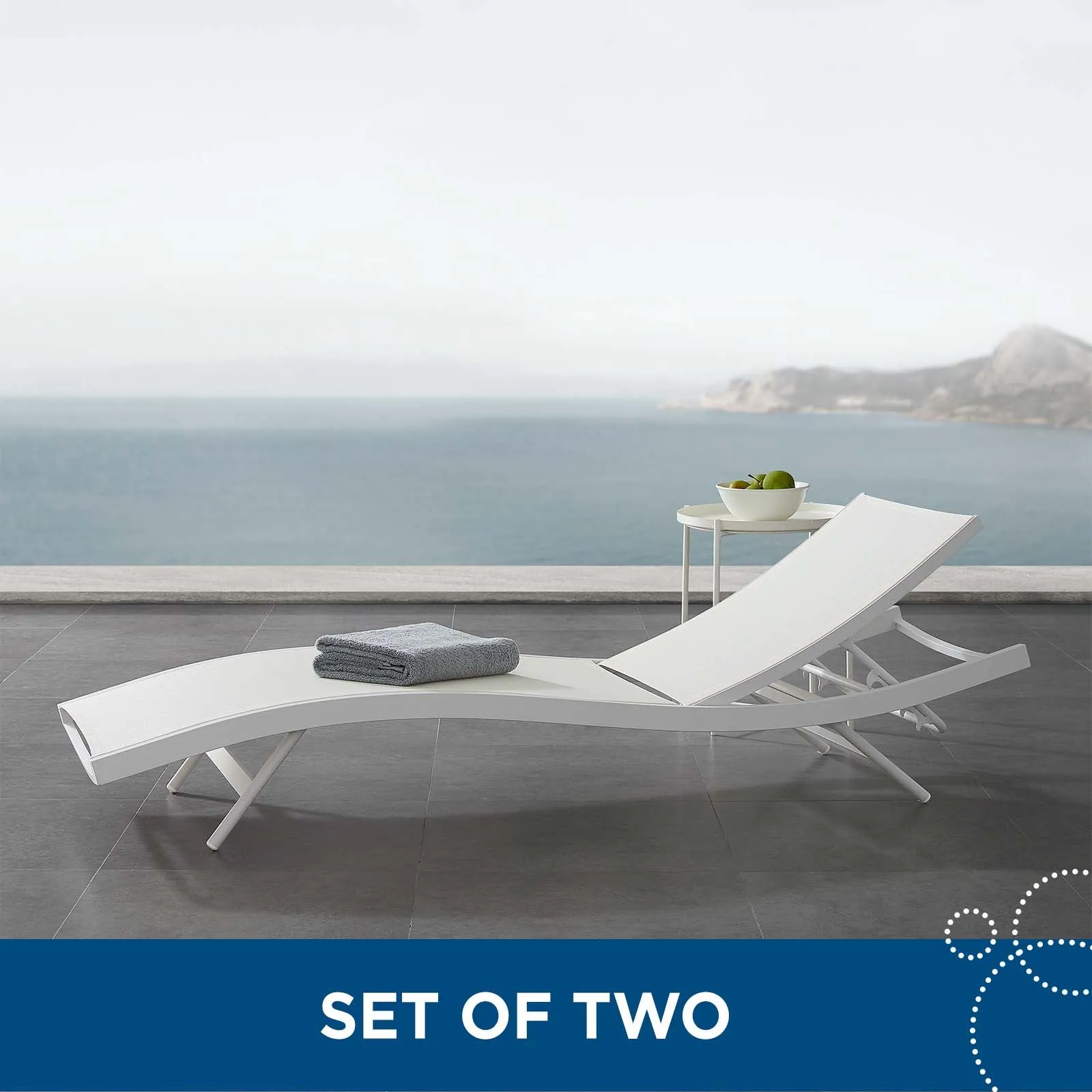Glimpse Outdoor Patio Mesh Chaise Lounge Set of 2 by Modway