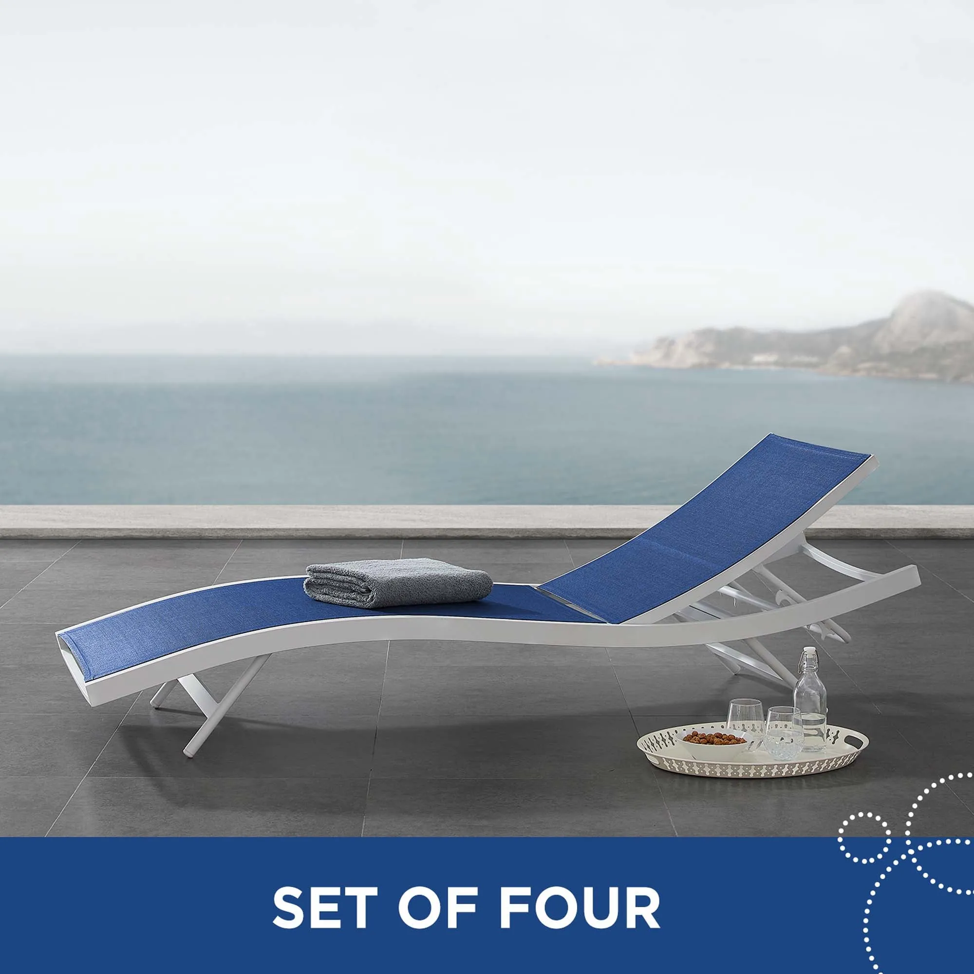 Glimpse Outdoor Patio Mesh Chaise Lounge Set of 4 by Modway