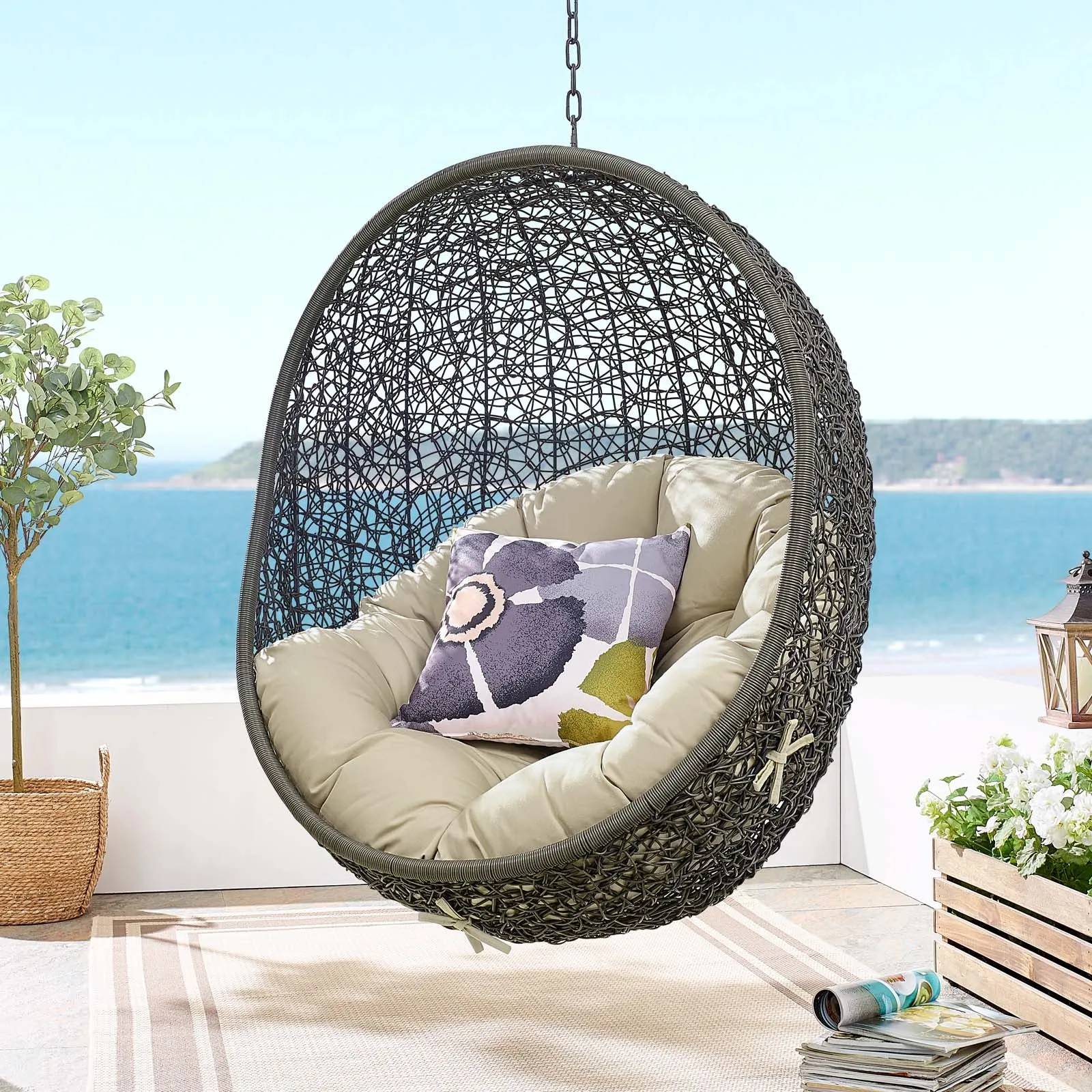 Hide Sunbrella® Fabric Swing Outdoor Patio Lounge Chair Without Stand by Modway