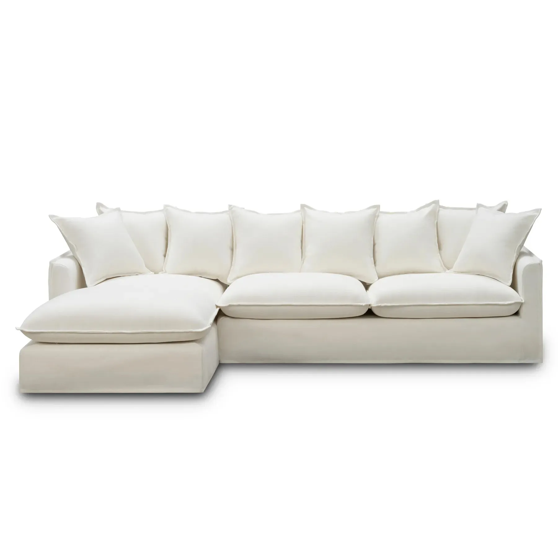 Juno Slipcover 4 Seater LHF Chaise Sofa - Luna Ivory