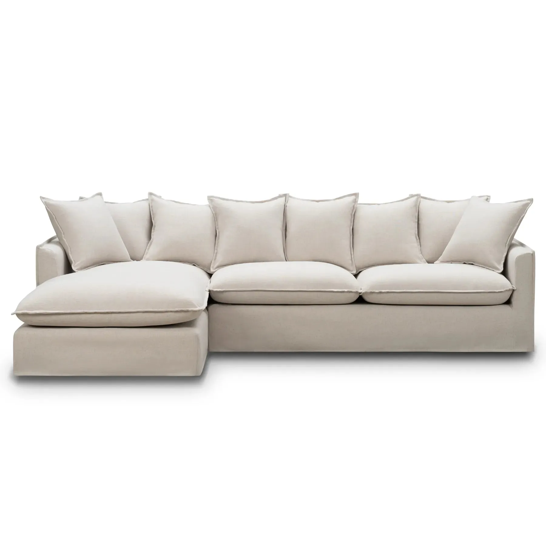 Juno Slipcover 4 Seater LHF Chaise Sofa - Luna Oatmeal