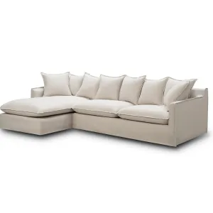 Juno Slipcover 4 Seater LHF Chaise Sofa - Luna Oatmeal