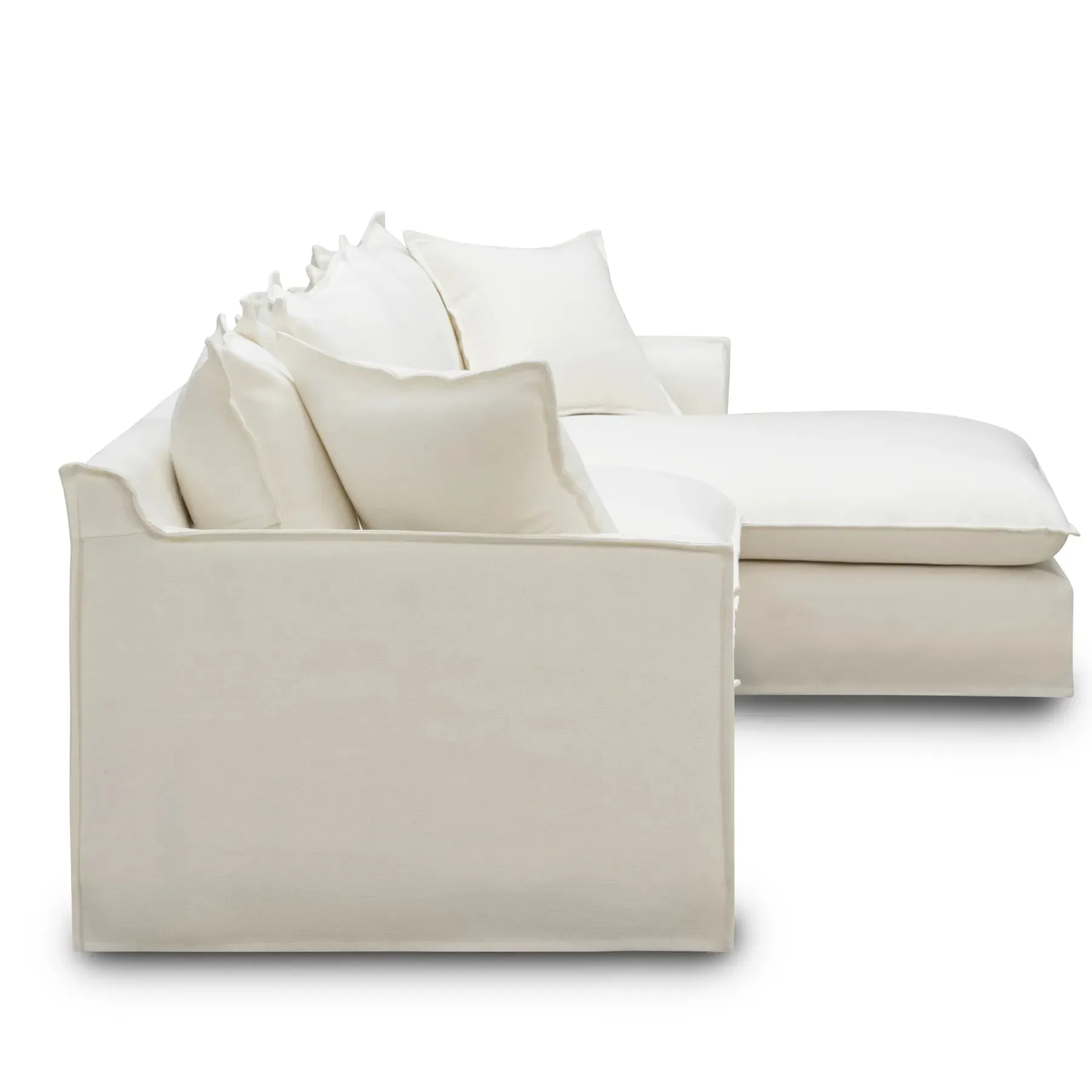 Juno Slipcover 4 Seater RHF Chaise Sofa - Luna Ivory