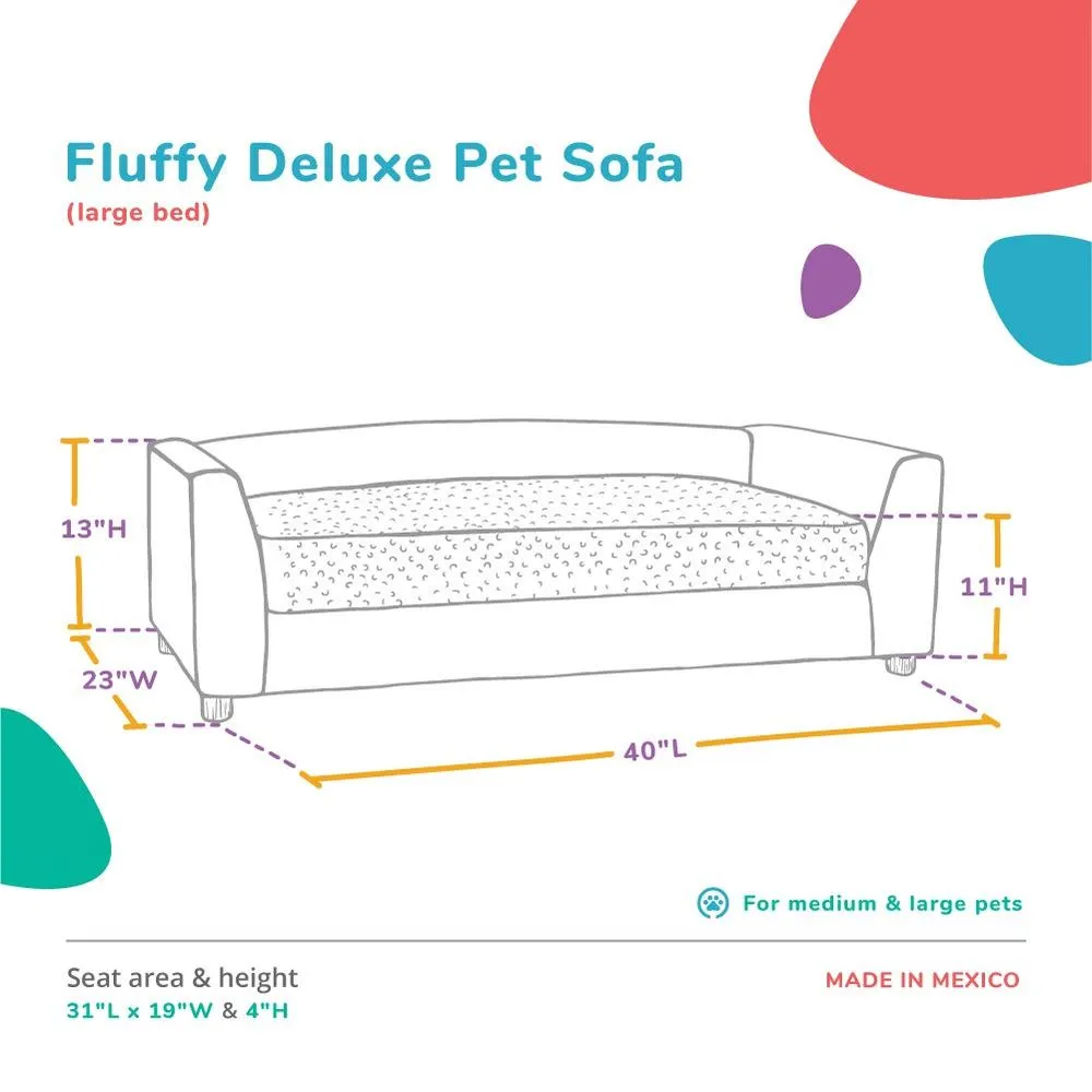 Keet FLU109L2 Fluffy Deluxe Pet Bed Charcoal Large - Memory Foam Cushion, Easy to Clean
