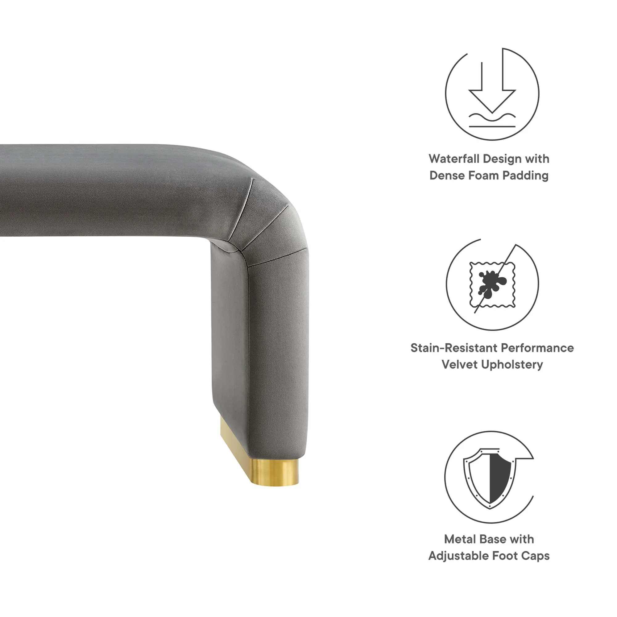 Koda Performance Velvet Waterfall Long Bench by Modway